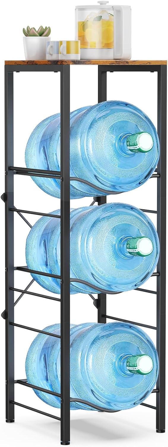 3-Tier 5 Gallon Water Jug Holder with Storage Shelve,5 Gallon Water Bottle Holde...