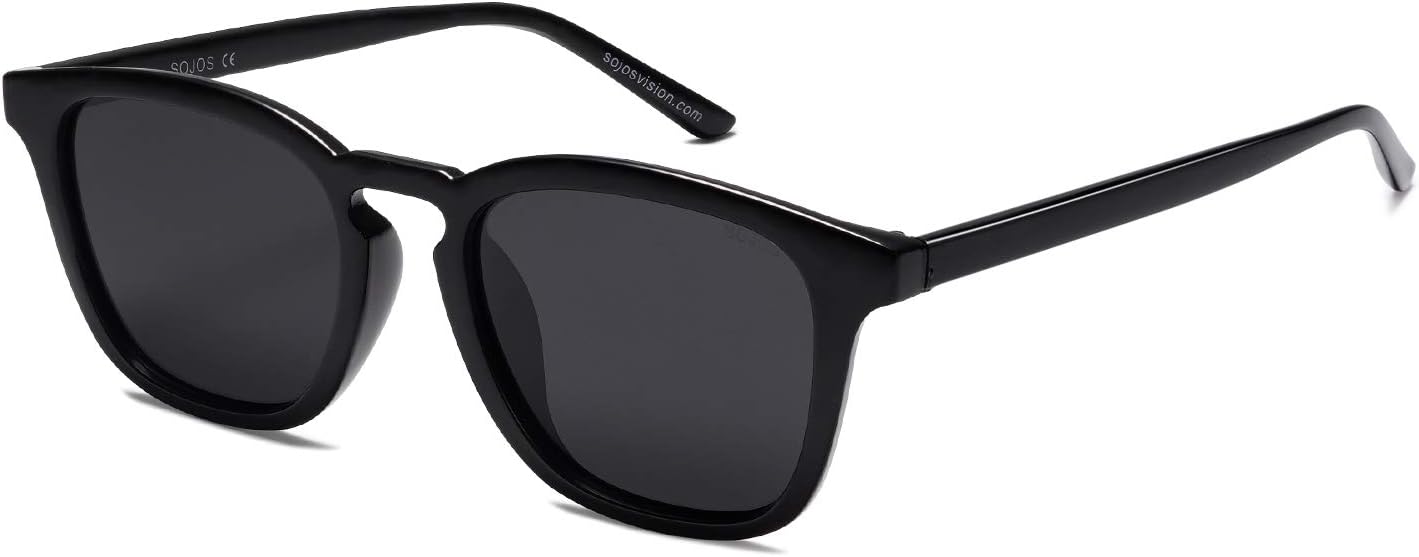 SOJOS Polarized Sunglasses for Women Men Classic Vintage Style Shades C3 Black F...