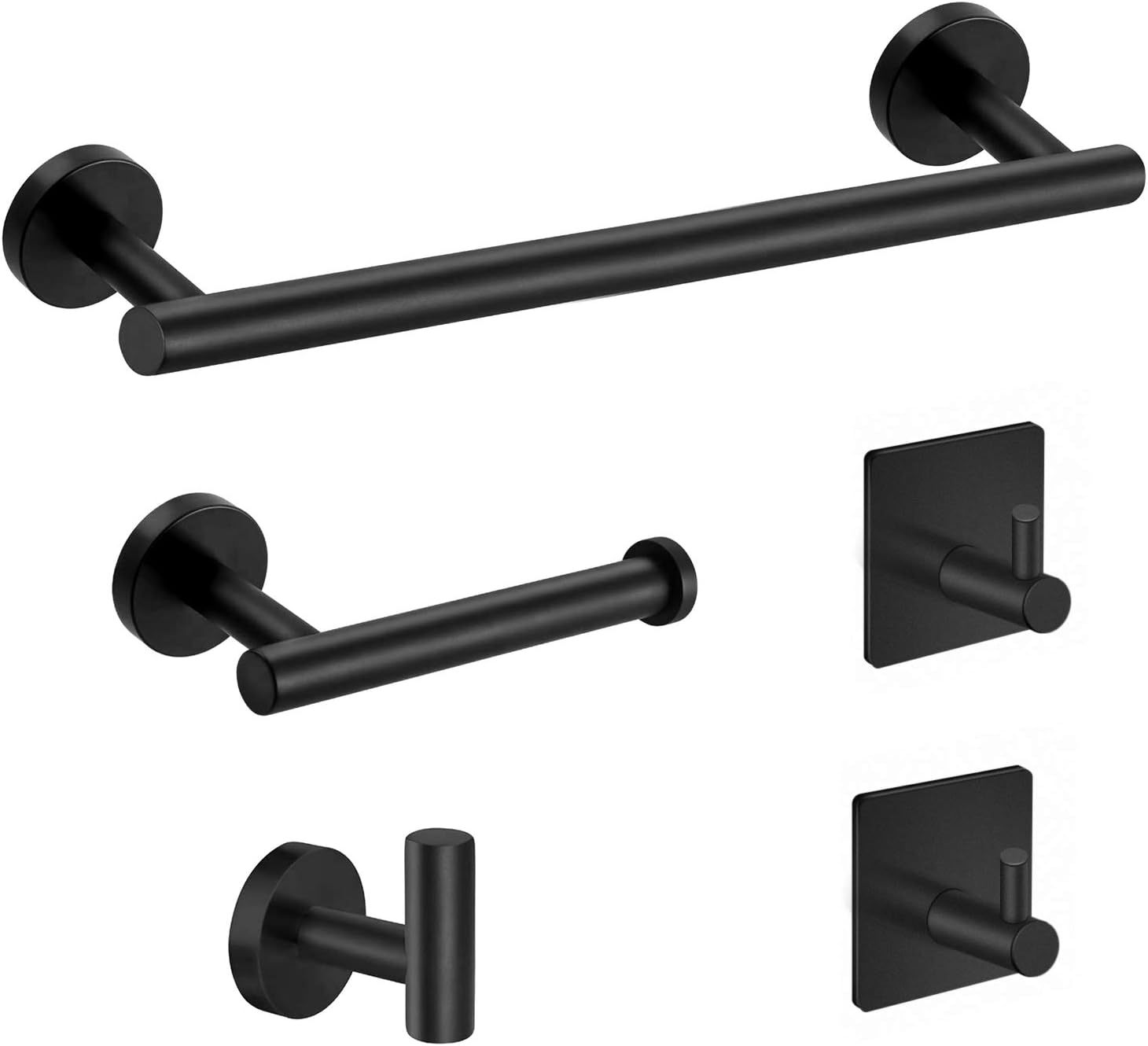 Tudoccy 5-Pieces Matte Black Bathroom Hardware Set SUS304 Stainless Steel Round...
