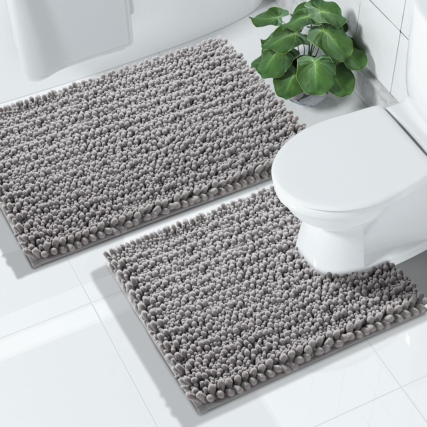 Yimobra Bathroom Rugs Sets 2 Piece, Extra Soft Thick Chenille Bath Mat and U-Sha...