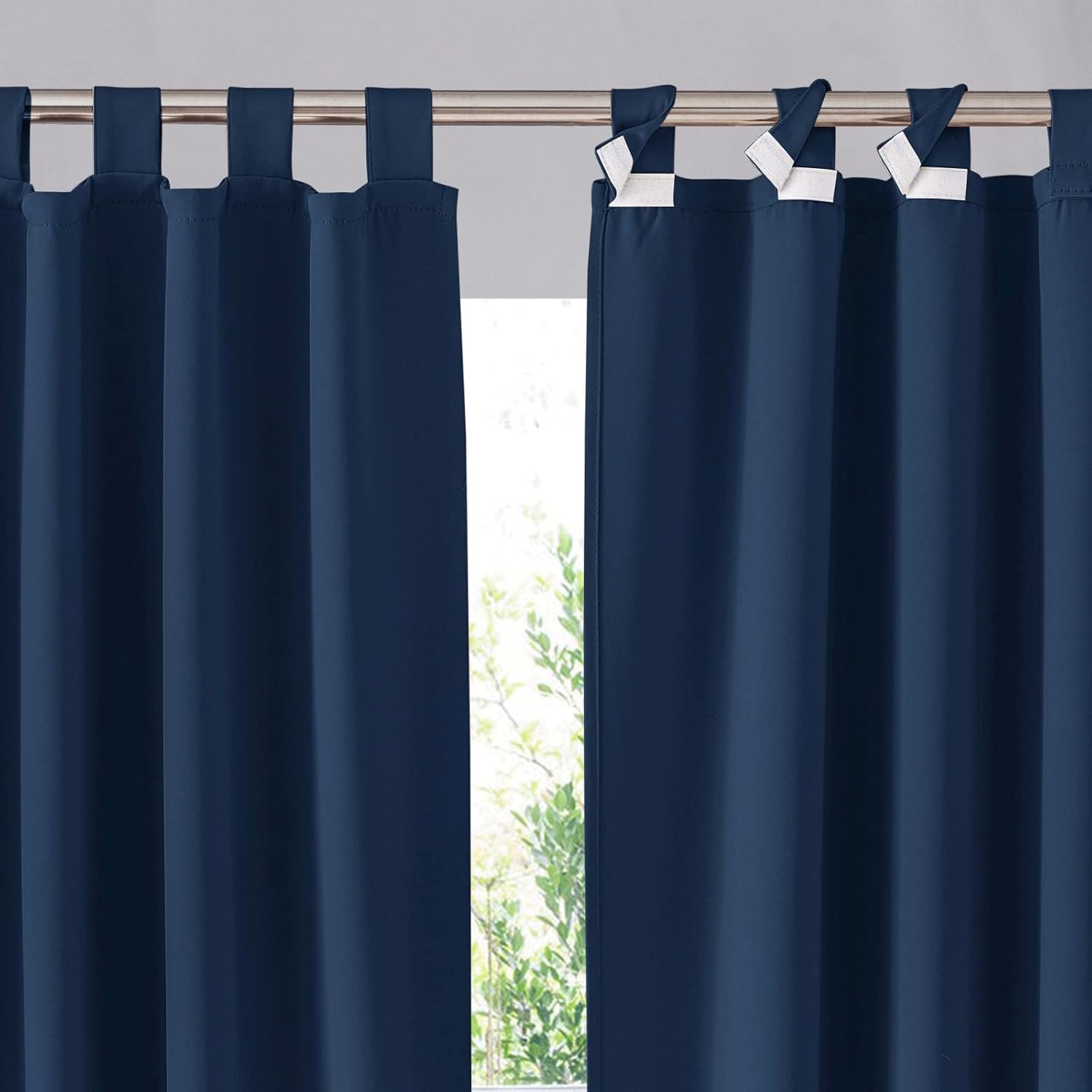 RYB HOME 2 Panels Outdoor Curtains, Sticky Tabs Top Waterproof Drapes for Patio...
