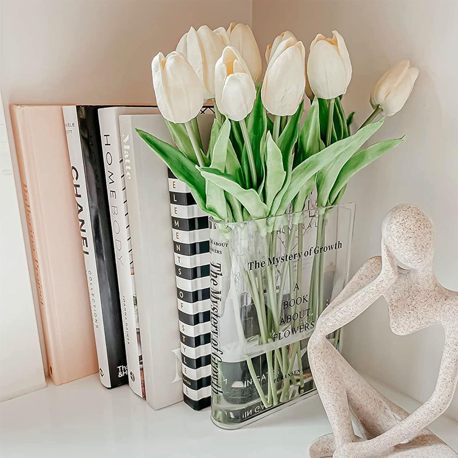 Puransen Clear Book Flowers Vase - Cute Bookshelf Decor; Unique Vase for Book Lo...