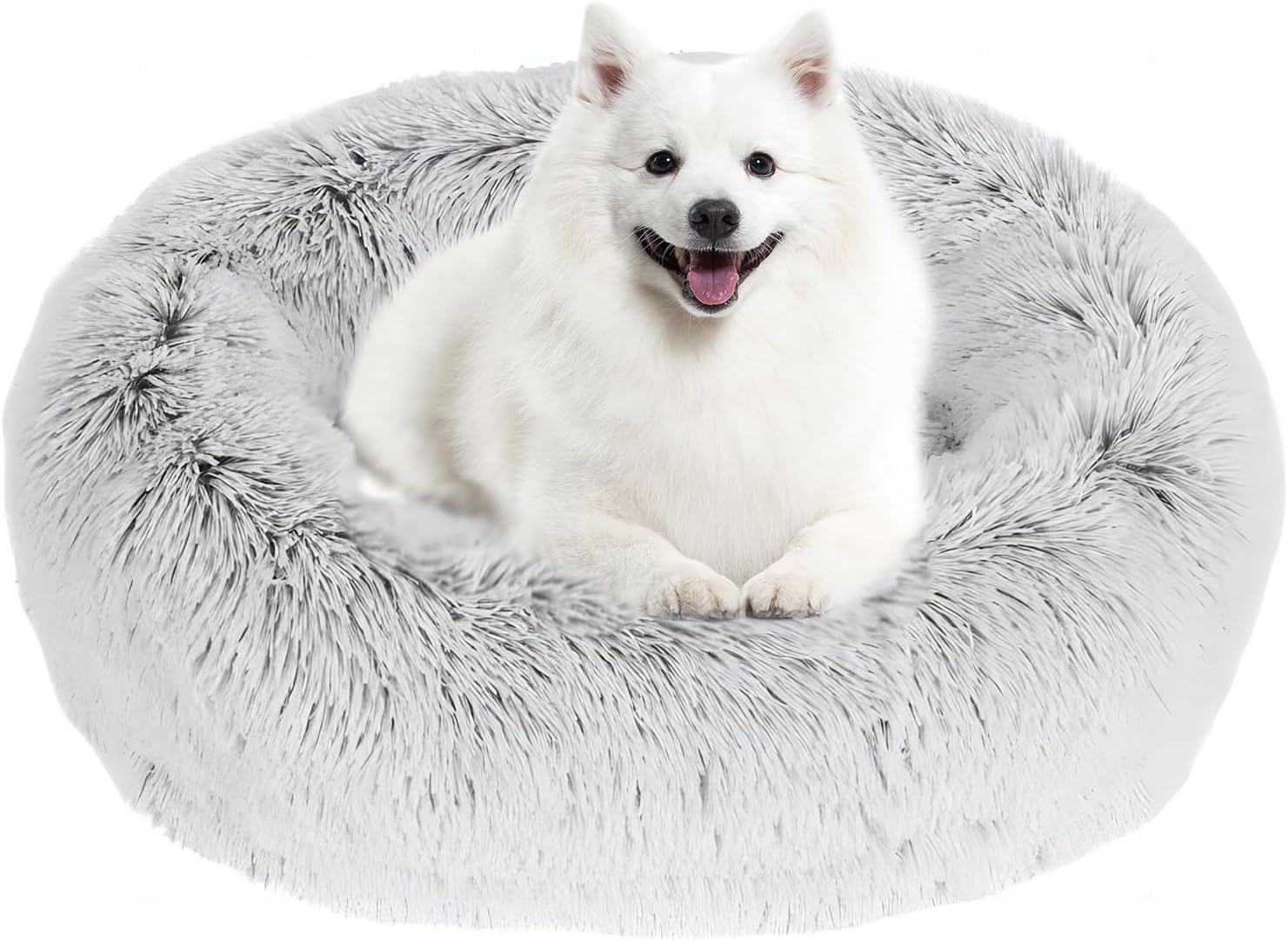 JOLLYVOGUE XX-Large Calming Donut Dog Bed, Anti-Anxiety Washable Round Bed, Fluf...