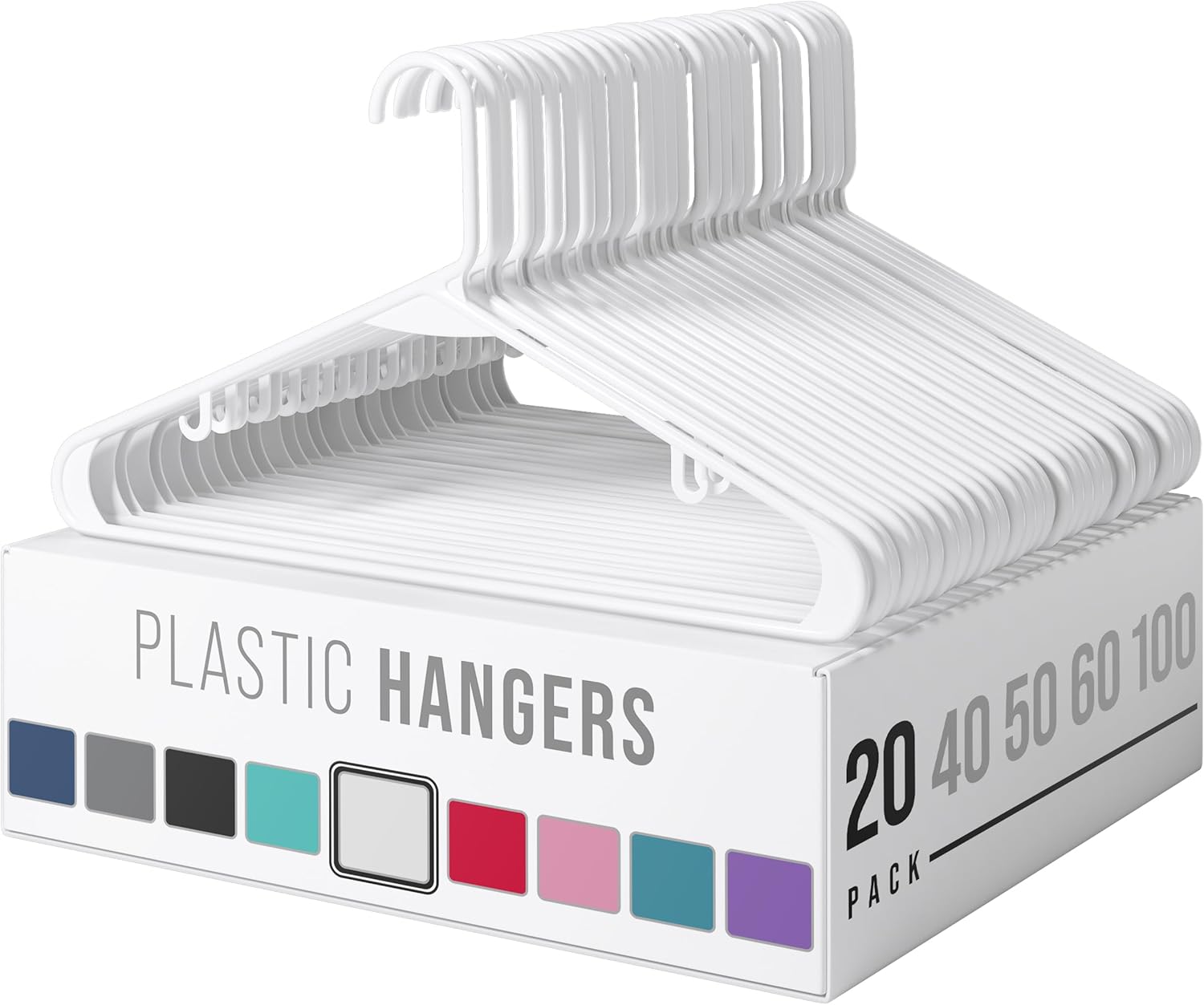 Clothes Hangers Plastic 20 Pack - White Plastic Hangers - Makes The Perfect Coat...