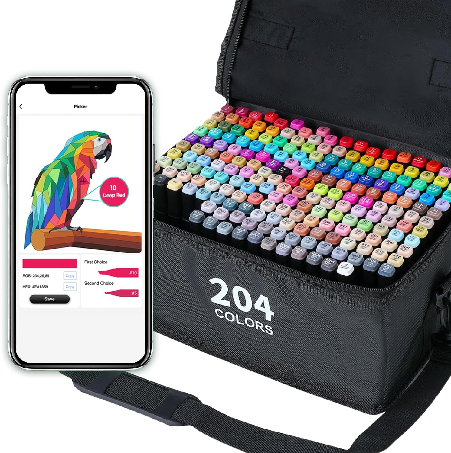 Vokiuler 204 Alcohol Art Markers Pens Set with APP, Dual Tips Artists Marker Bro...