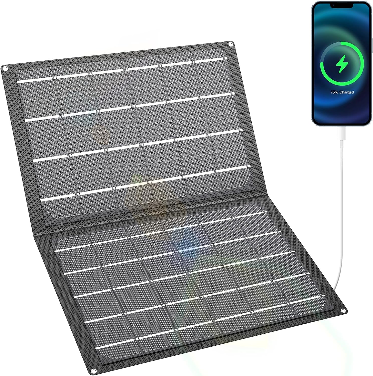 MARBERO 21W Foldable Solar Panel with USB-C USB-A Outputs for Phones, Power Bank...