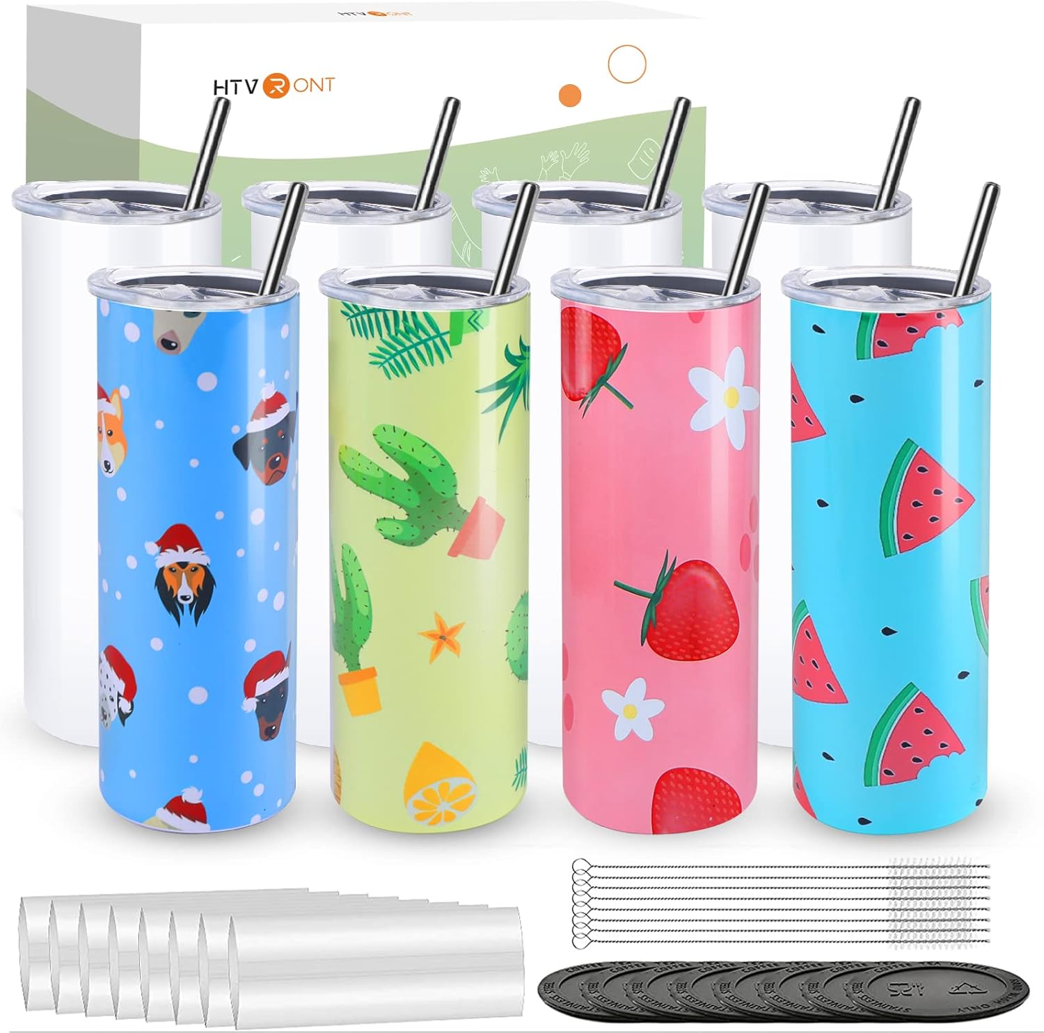 HTVRONT 8 Pack Sublimation Tumblers - Sublimation...