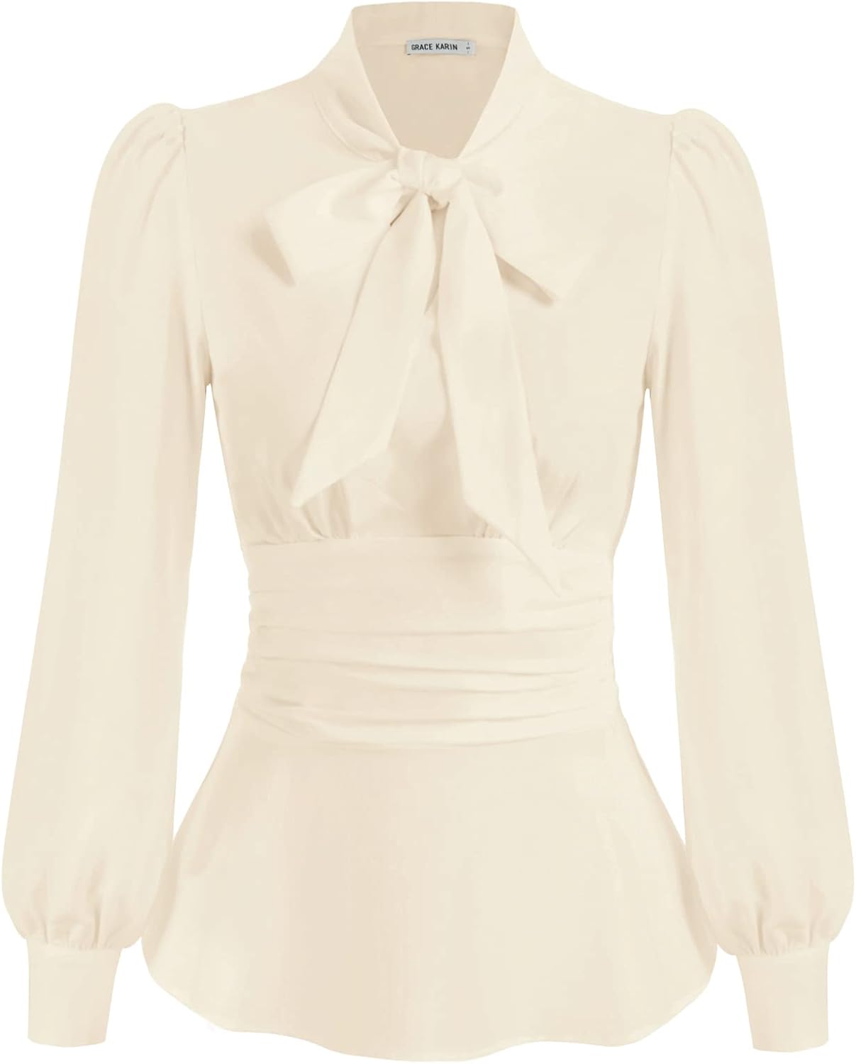 GRACE KARIN Women's Long Sleeve Peplum Dressy Shirt Office Bow Tie Work Blouses...