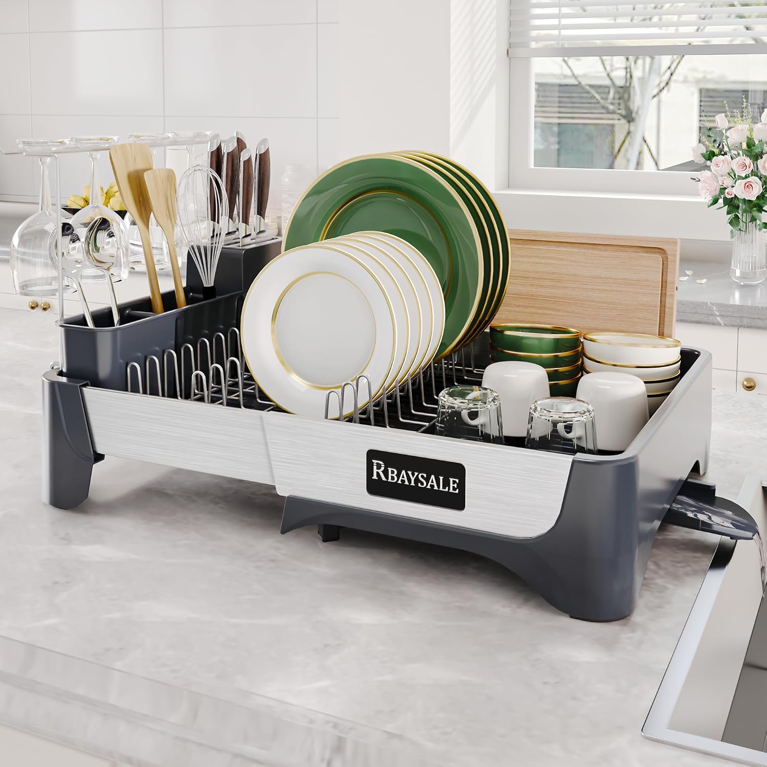 RBAYSALE Large Expandable Stainless Steel Dish Rac...