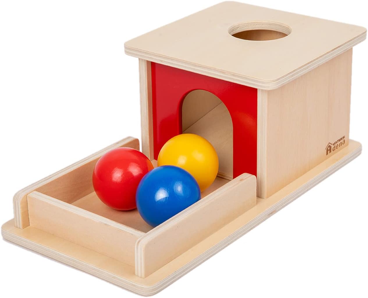 Adena Montessori Wooden Toy for 6-12 Month Baby 3 Balls,Sorting and Stacking Col...