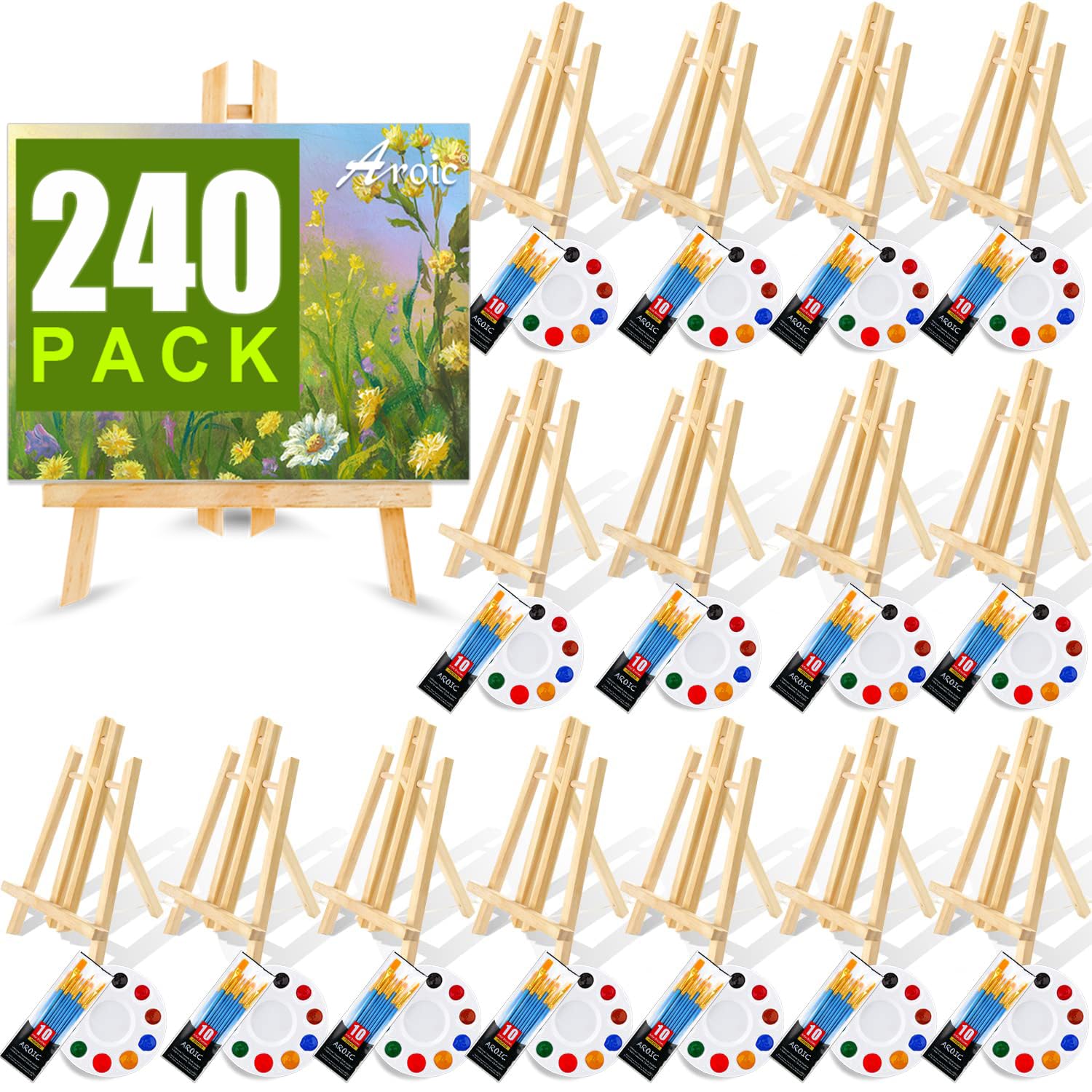 240 PCS Professional Painting Set, Special Painting Kit with 20 PCS Wood Easels,...