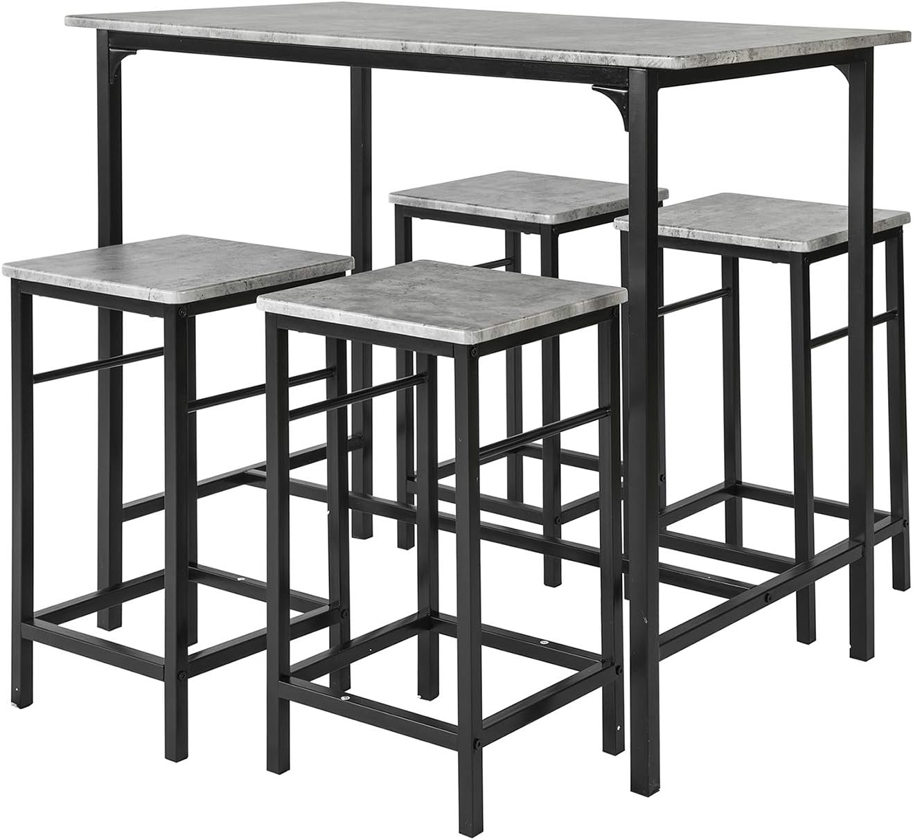 Haotian 5 Pieces Dining Set for 4, Dining Table with 4 Stools, Home Kitchen Brea...