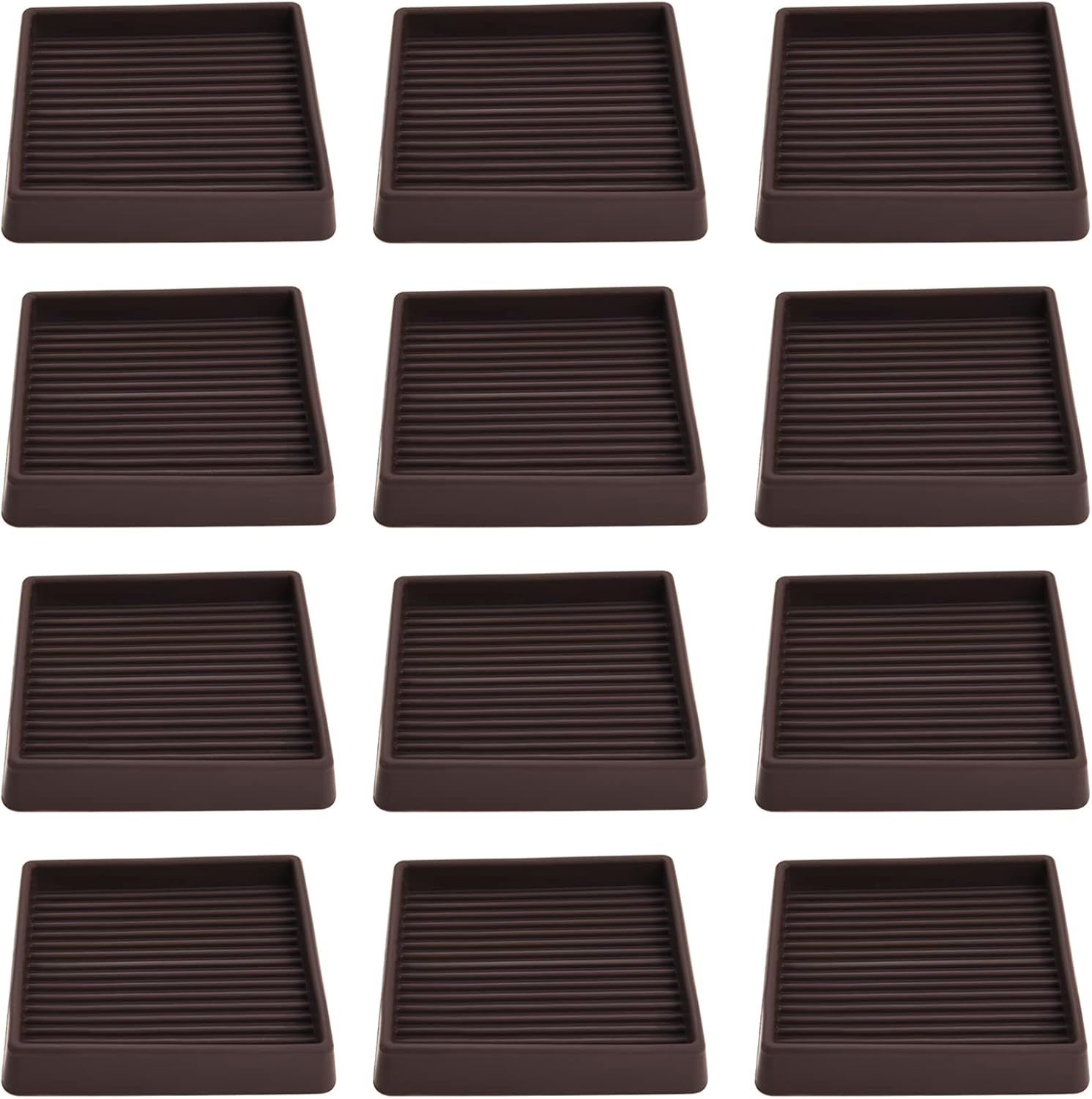3x3 Square Rubber Furniture Caster Cups, Anti-Sliding Furniture Pads Bed Stopper...