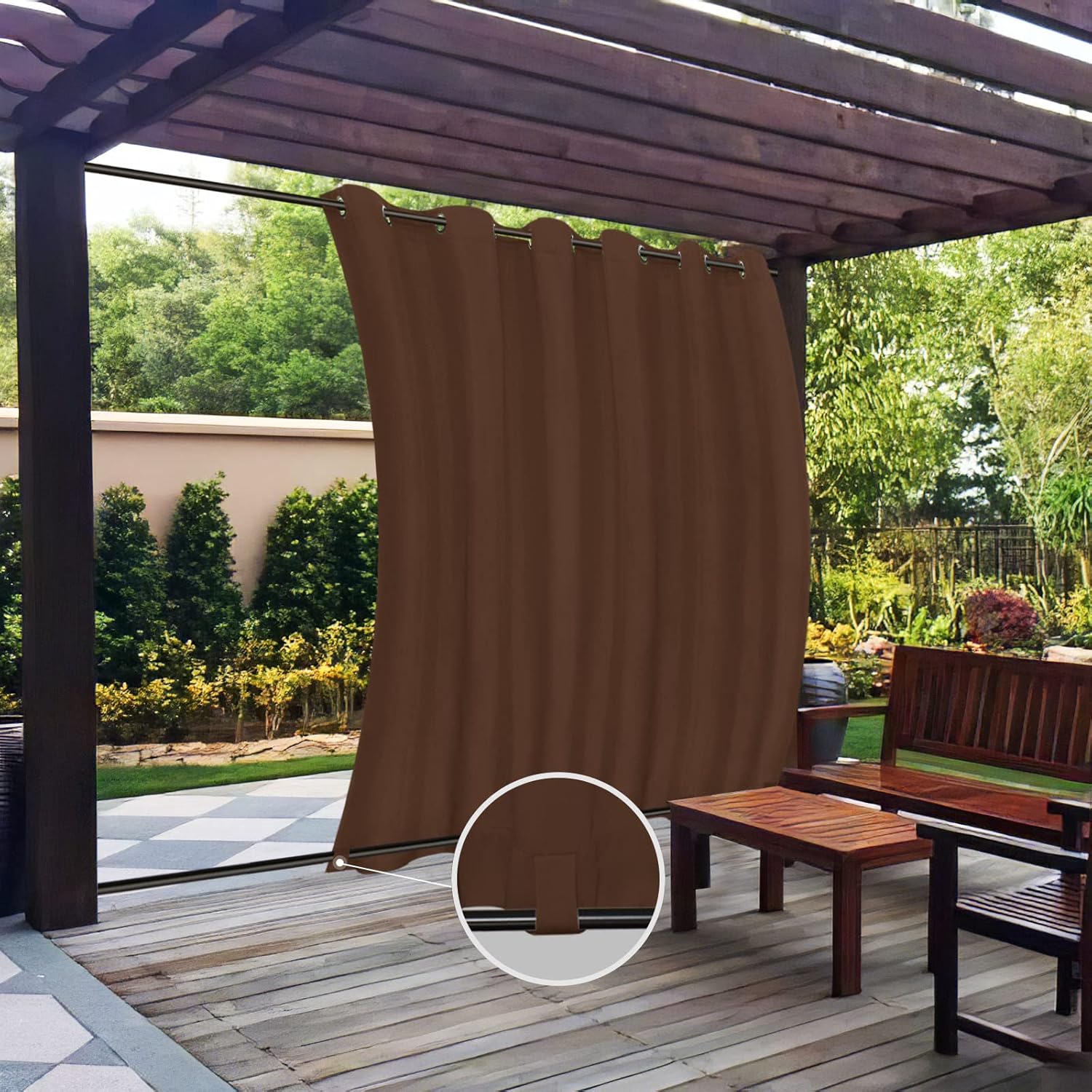 Easy-Going Outdoor Curtains Waterproof Windproof Weatherproof Curtain for Patio,...