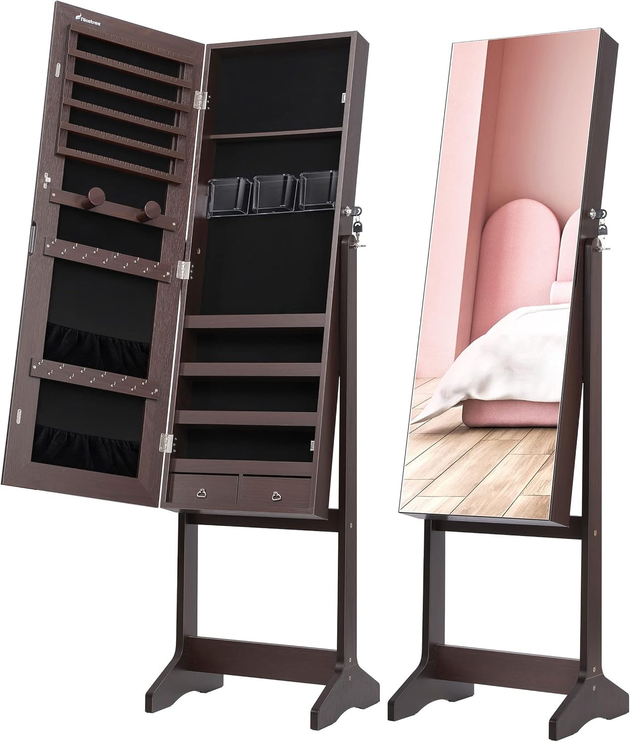 Nicetree Jewelry Cabinet, Special Full-Length Mirror Jewelry Armoire, Innovative...