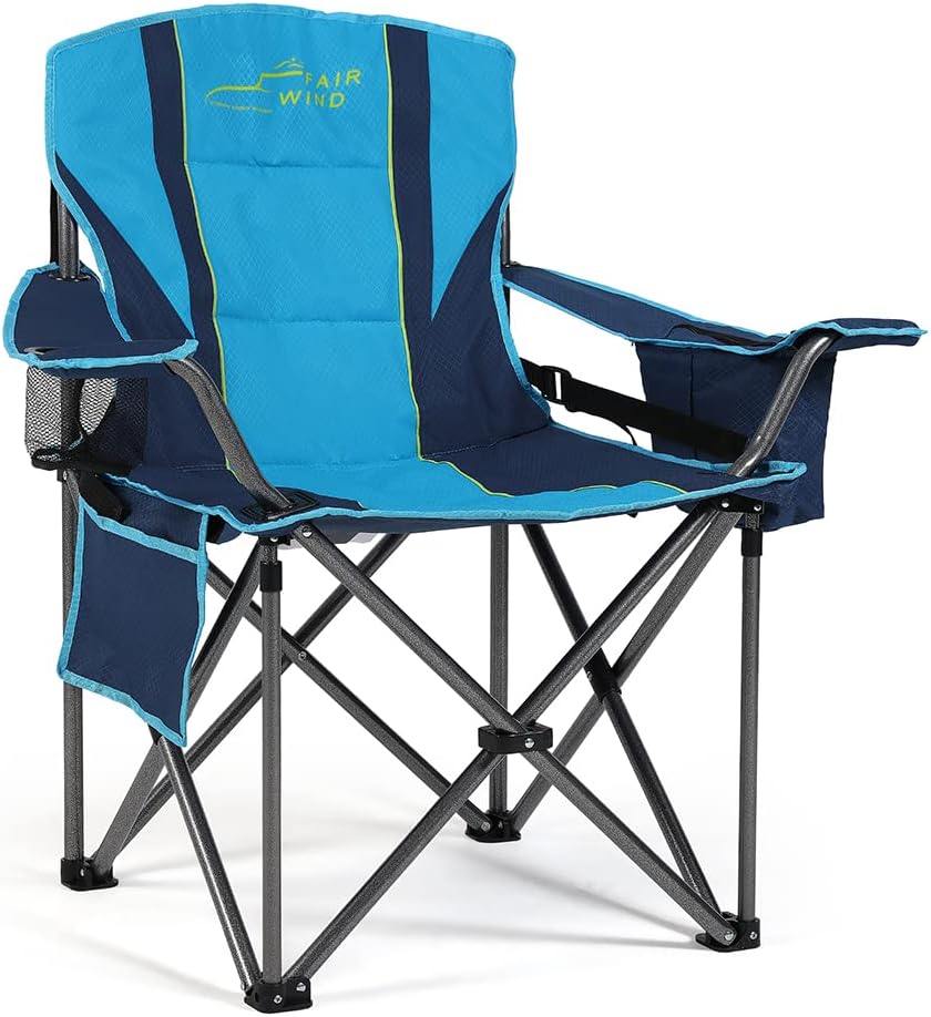 FAIR WIND Oversized Fully Padded Camping Chair with Lumbar Support, Heavy Duty C...