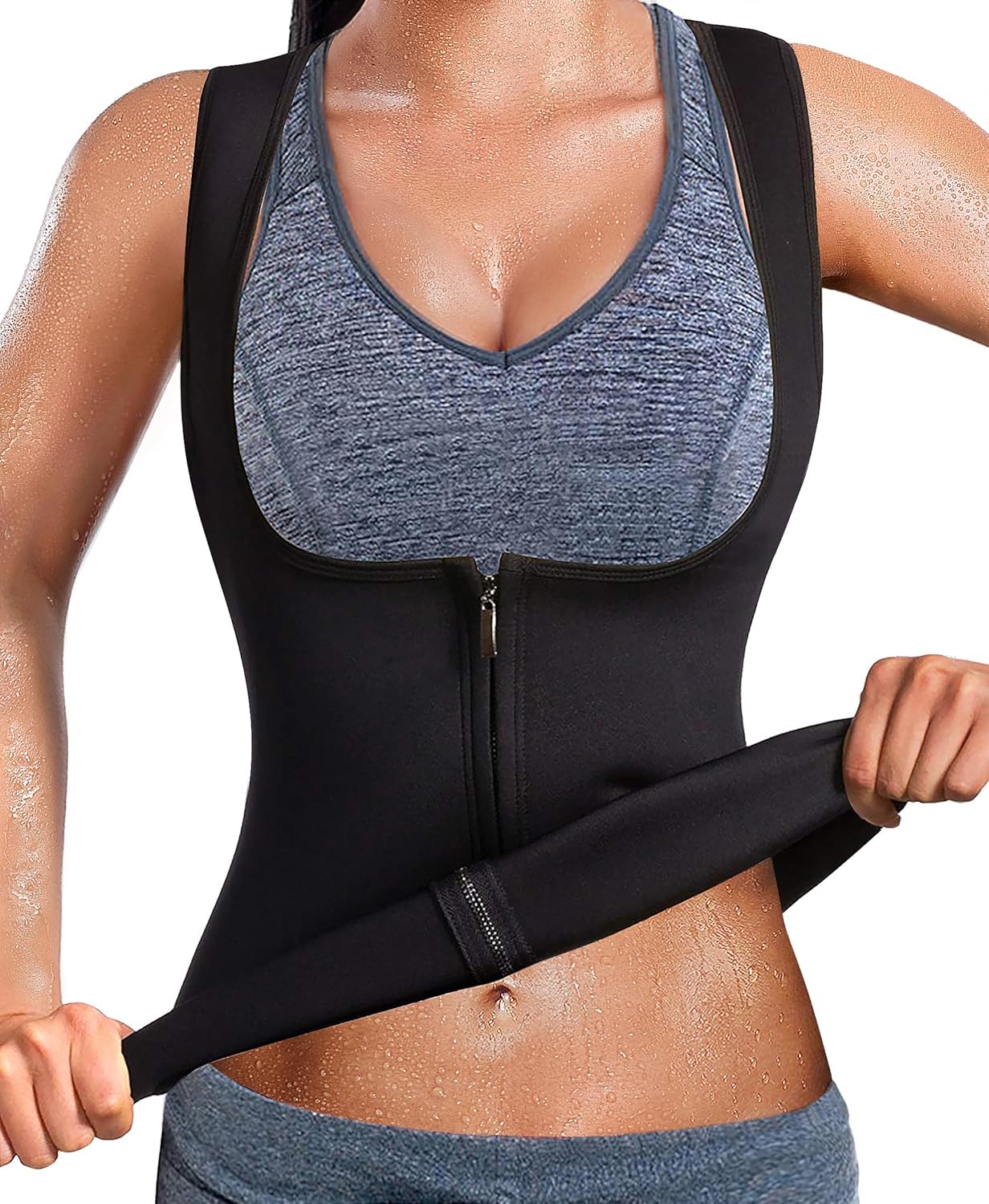 Womens' Sauna Suit Workout Sweat Body Shaper X-Large Black Sauna Suit