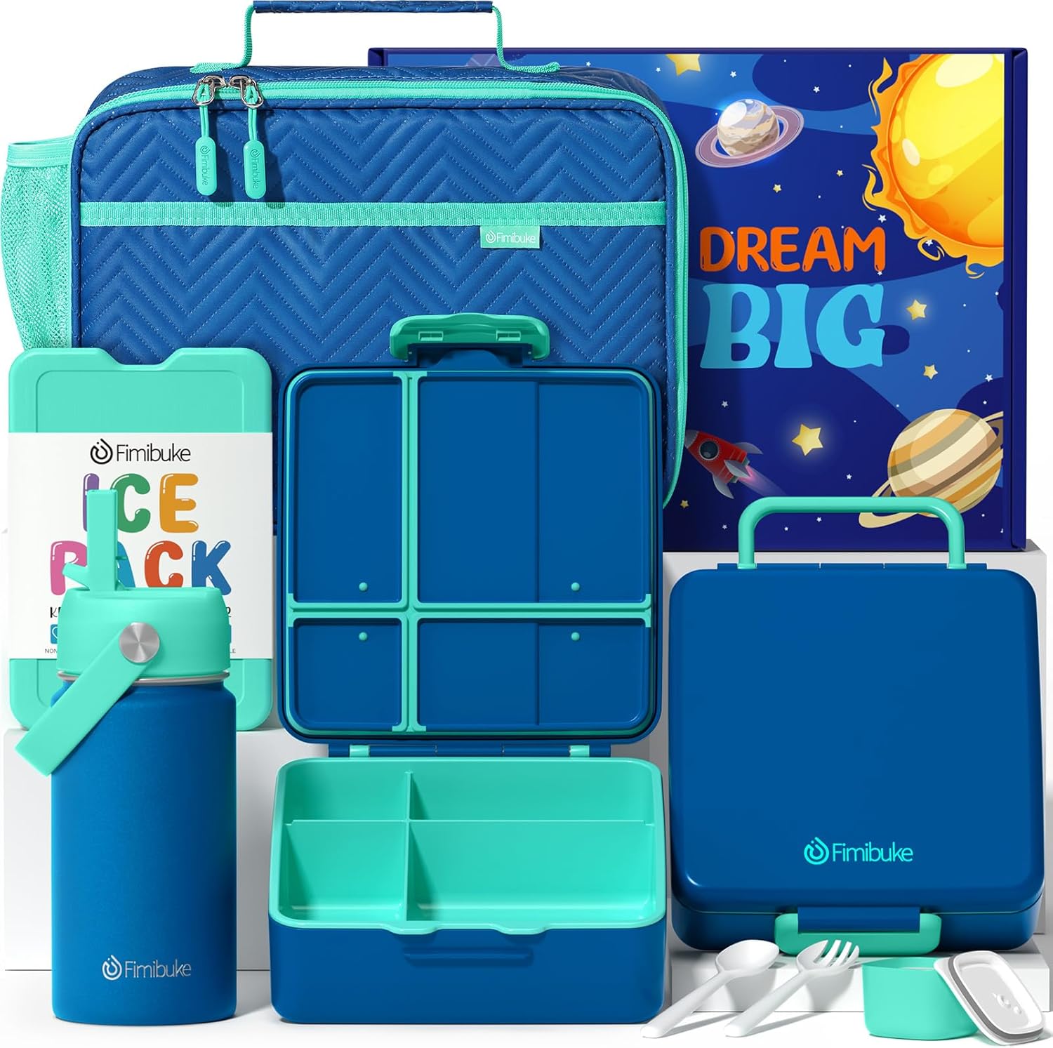 Fimibuke Kids Bento Lunch Box with 4 Compartments, Insulated lunch Bag, Stainles...