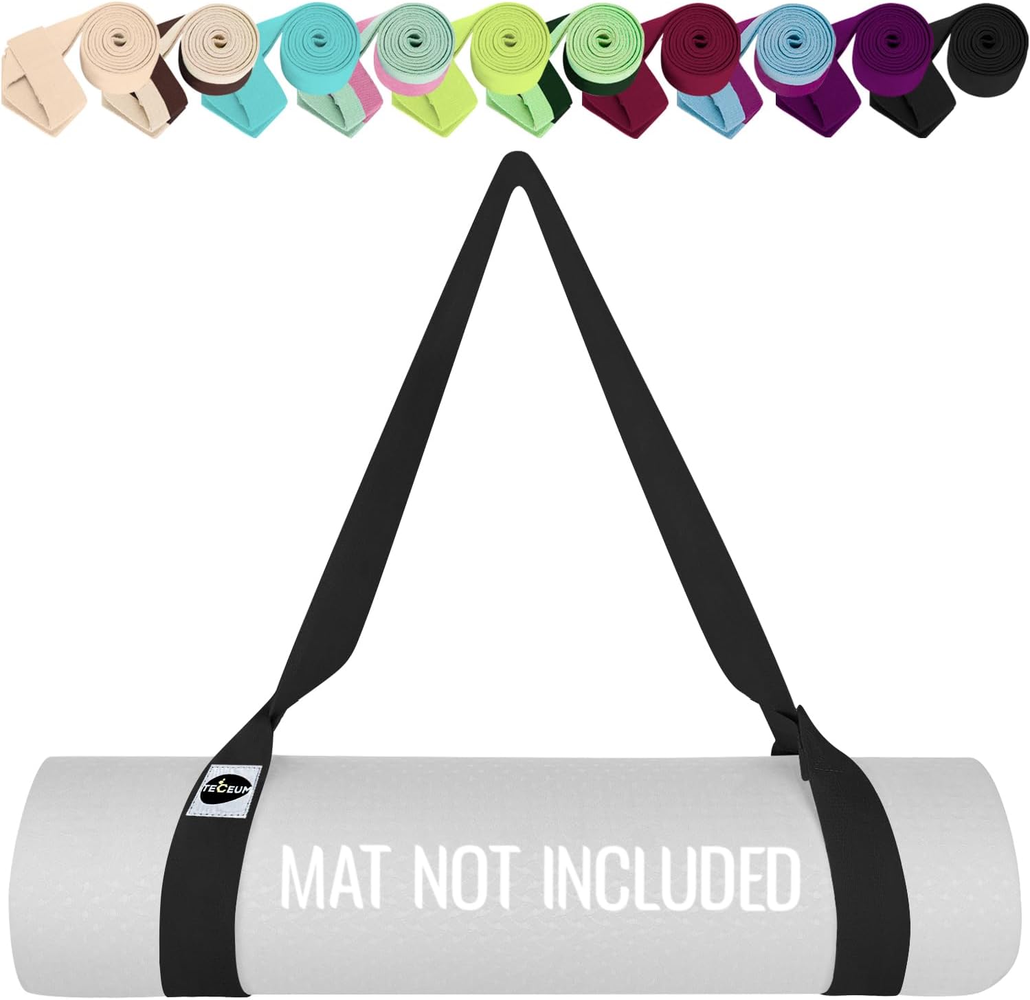 TECEUM [New 2024] Yoga Mat Strap – 30+ Colors – Adjustable Mat Holder Sling for...