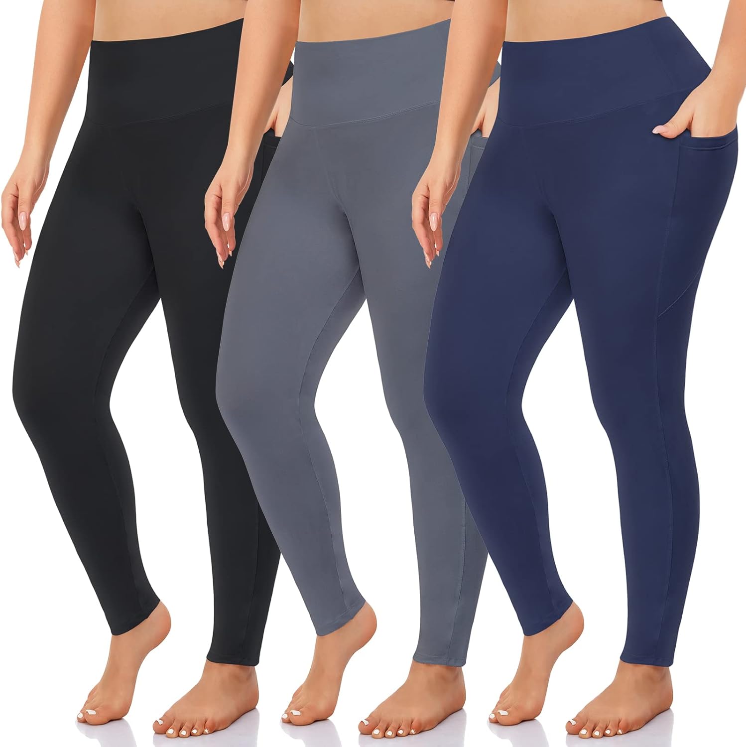 Unique NEW YOUNG 3 Pack Plus Size Leggings for Women, Special High Waist Tummy C...