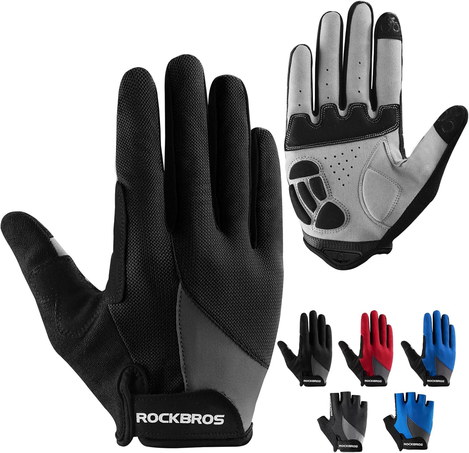 ROCKBROS Cycling Gloves for Men Women - Breathable Gel Pad Road Mountain Bike Gl...