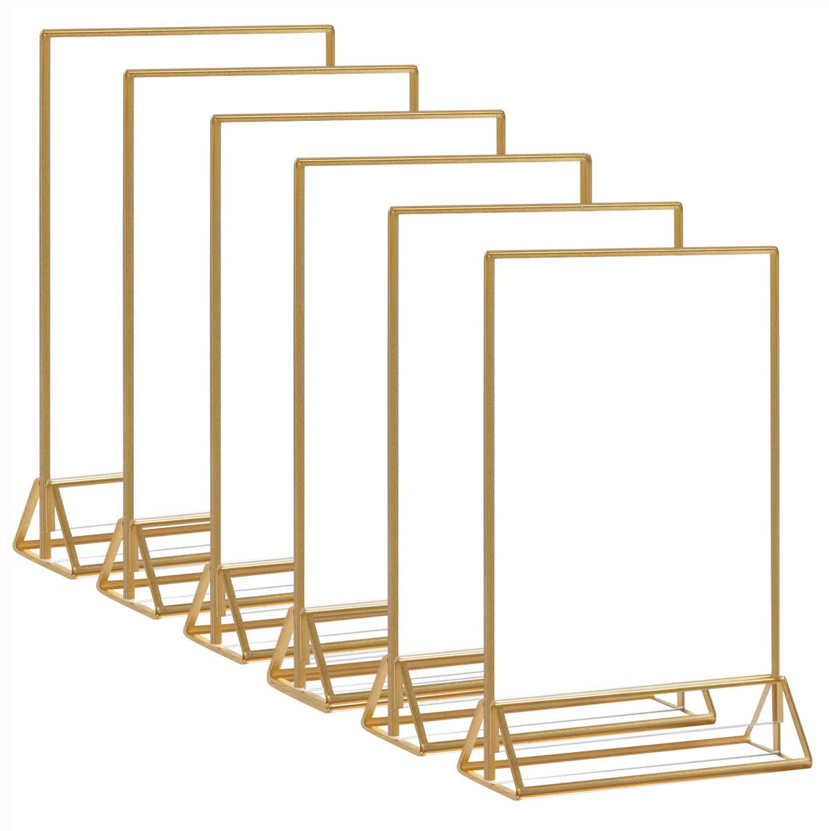 HIIMIEI Acrylic Gold Sign Holder, 5x7 Gold Acrylic Picture Frames Clear Double S...