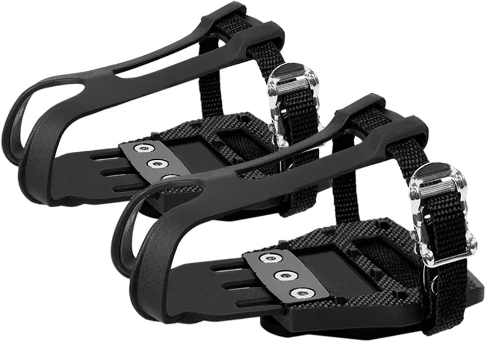 BV Bike Pedals Shimano SPD/Look Delta Compatible 9/16'' with Toe Clips - Peloton...