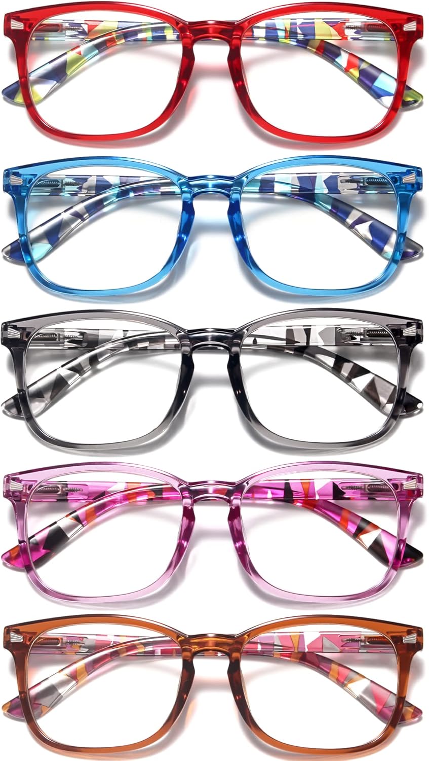 CCVOO 5 Pack Reading Glasses, Special Blue Light Blocking Eyeglasses for Women/M...