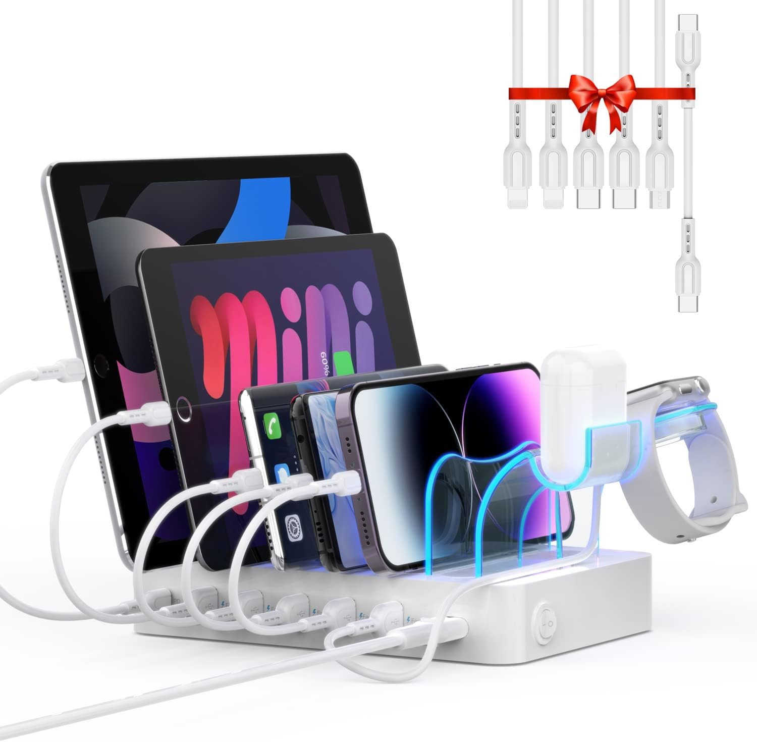 SooPii 60W/12A 6-Port Charging Station, Special Charging Station for Multiple De...