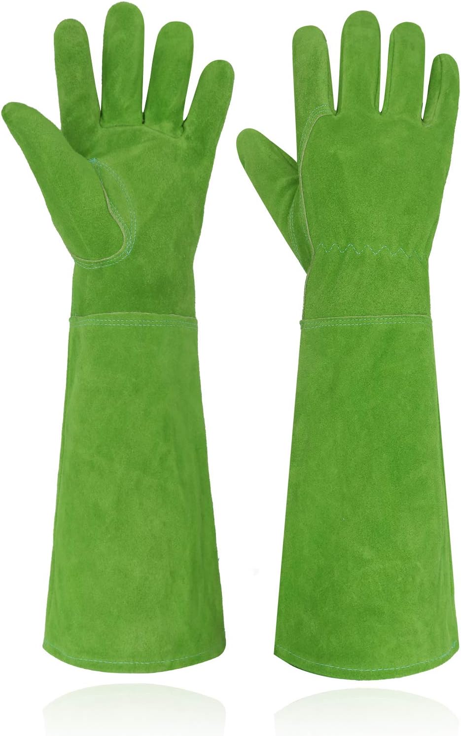 HANDLANDY Ladies Leather Gardening Gloves, Special Thorn Proof Long Gauntlet Glo...