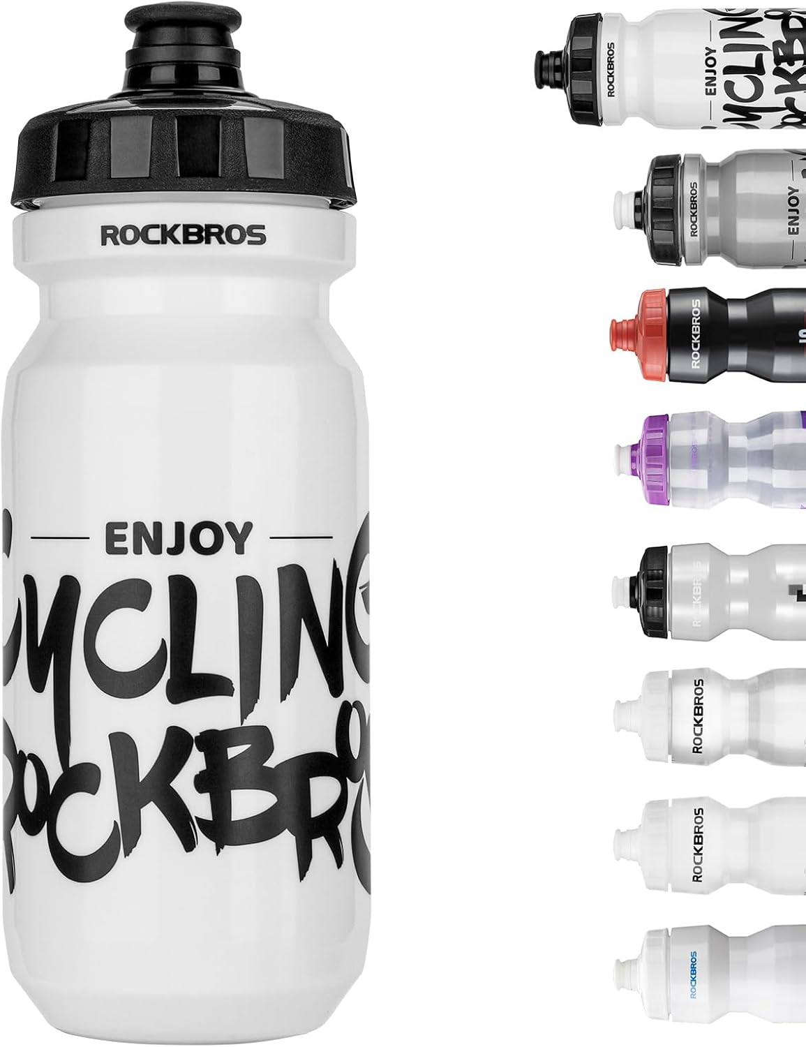ROCKBROS Cycling Water Bottle, 20-25oz Cycling Bottle, BPA-Free 2 Pack 20oz Whit...