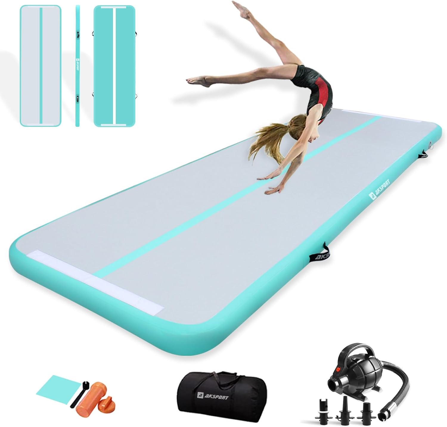AKSPORT Gymnastics Air Mat Tumble Track Tumbling Mat Inflatable Floor Mats with...