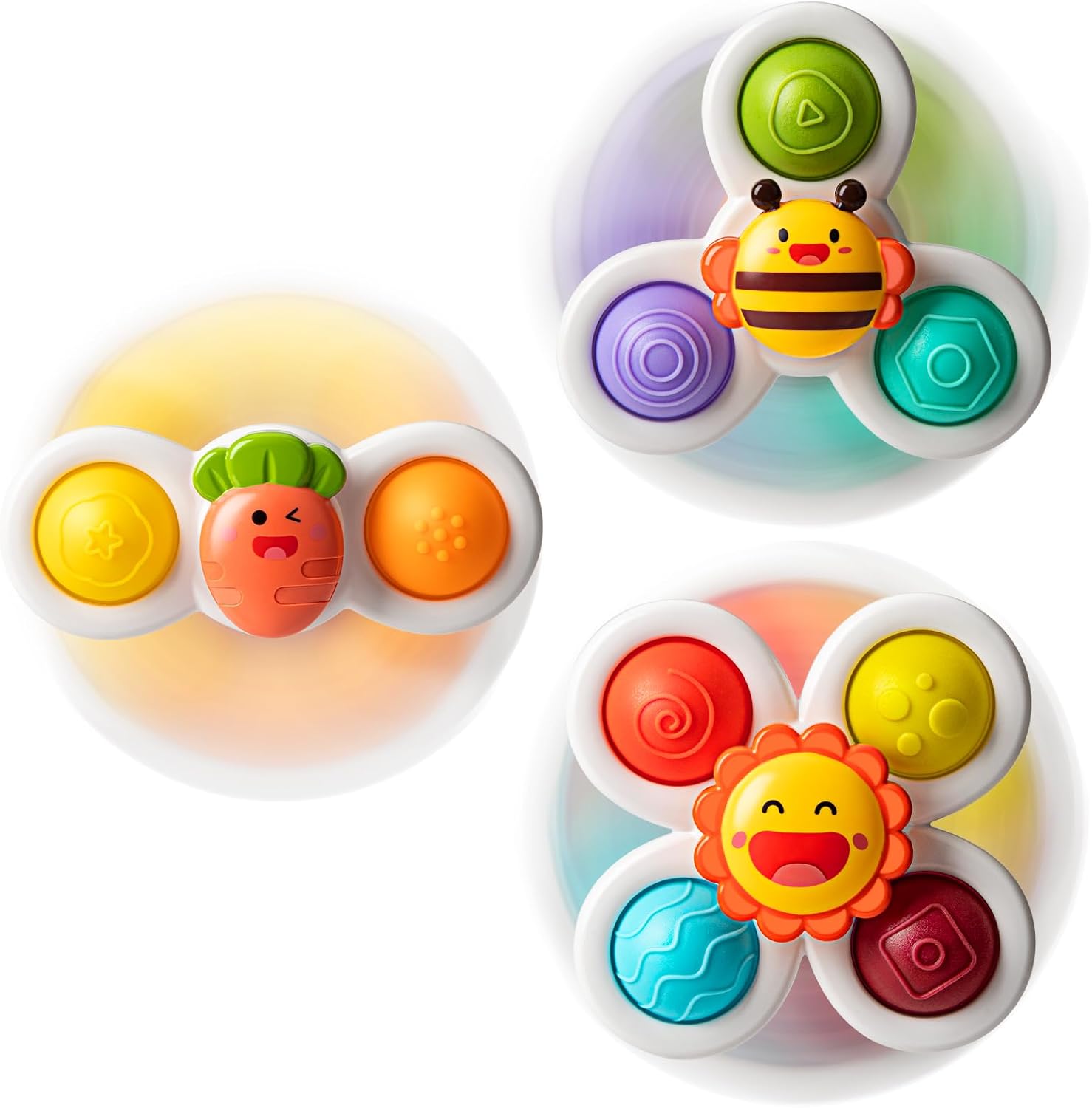 TOHIBEE 3PCS Suction Cup Spinner Toys for 1 2 Year Old Boys Spinning Toys 12-18...