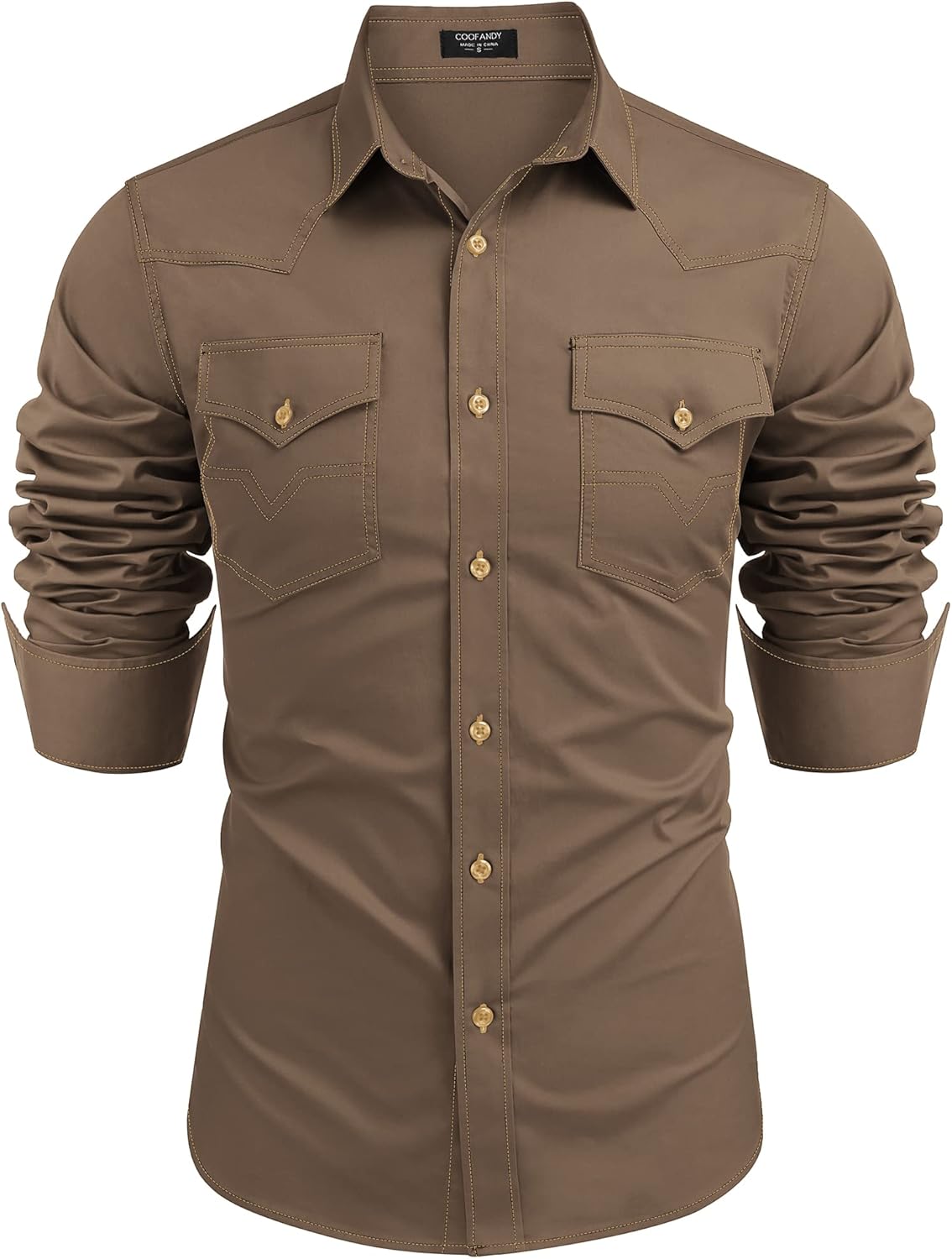 COOFANDY Men's Western Cowboy Shirts Long Sleeve Cotton Casual Button Down Work...