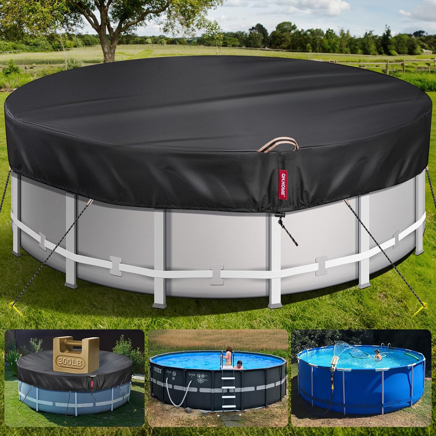 18Ft Winter Round Pool Cover with 738N Strong Tear Resistant [600D Upgrade Extra...