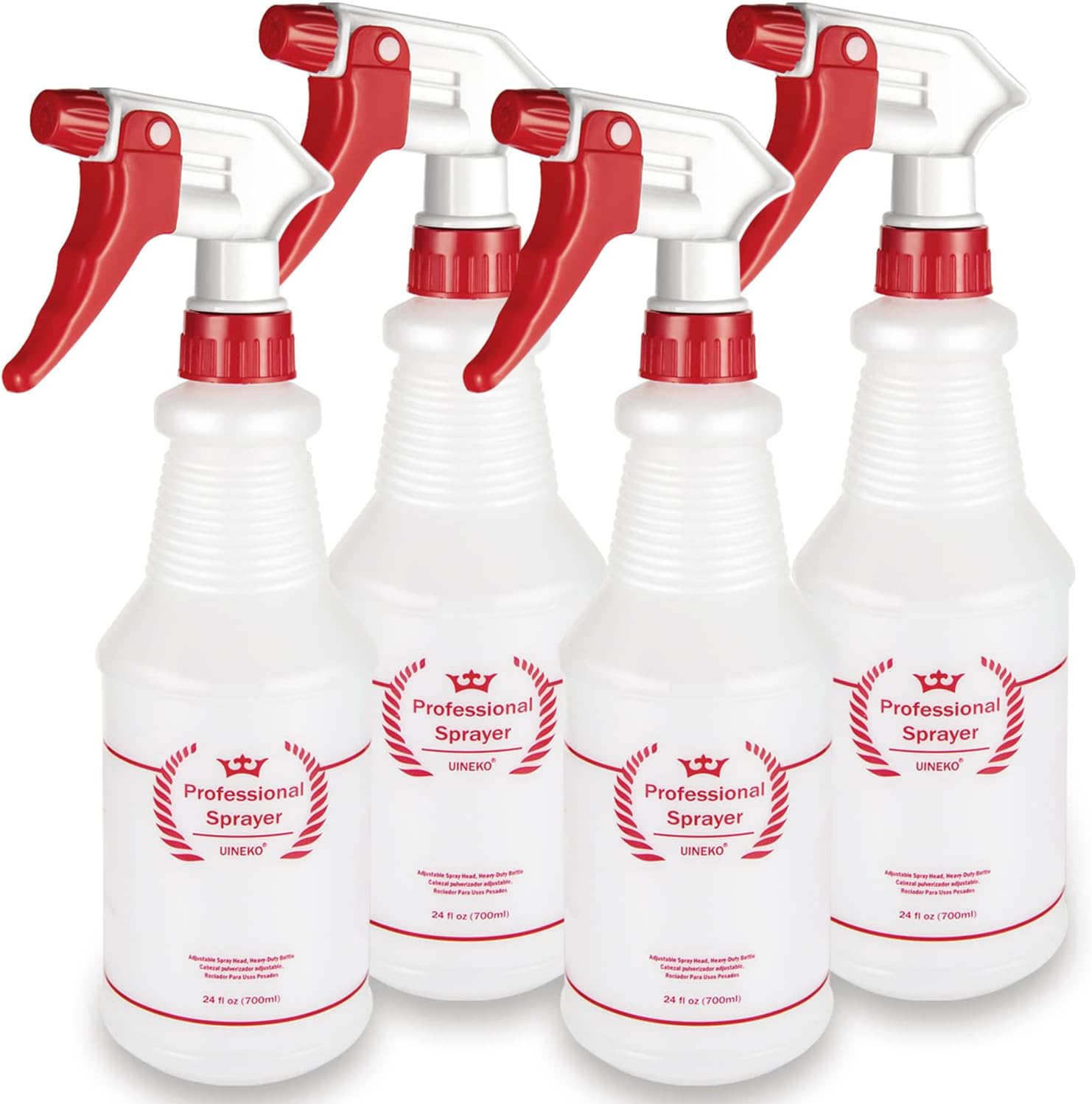Plastic Spray Bottle (4 Pack, 24 Oz, All-Purpose) Heavy Duty Spraying Bottles Le...