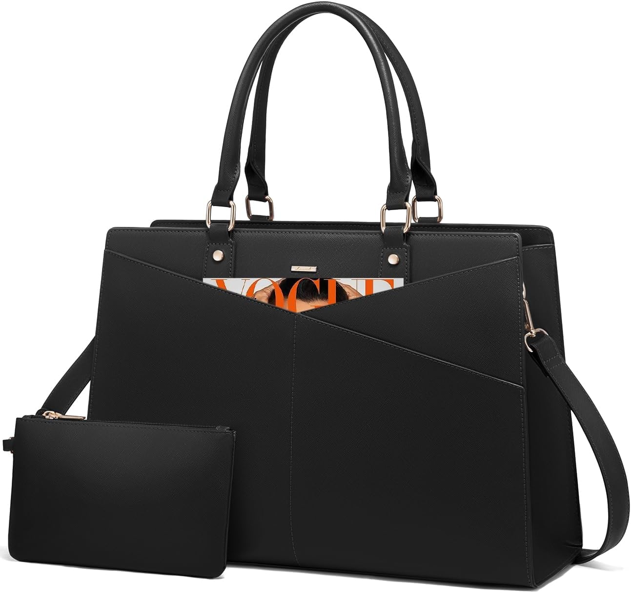 LOVEVOOK Laptop Tote Bag for Women, Leather Business Office Work Bag Computer Br...