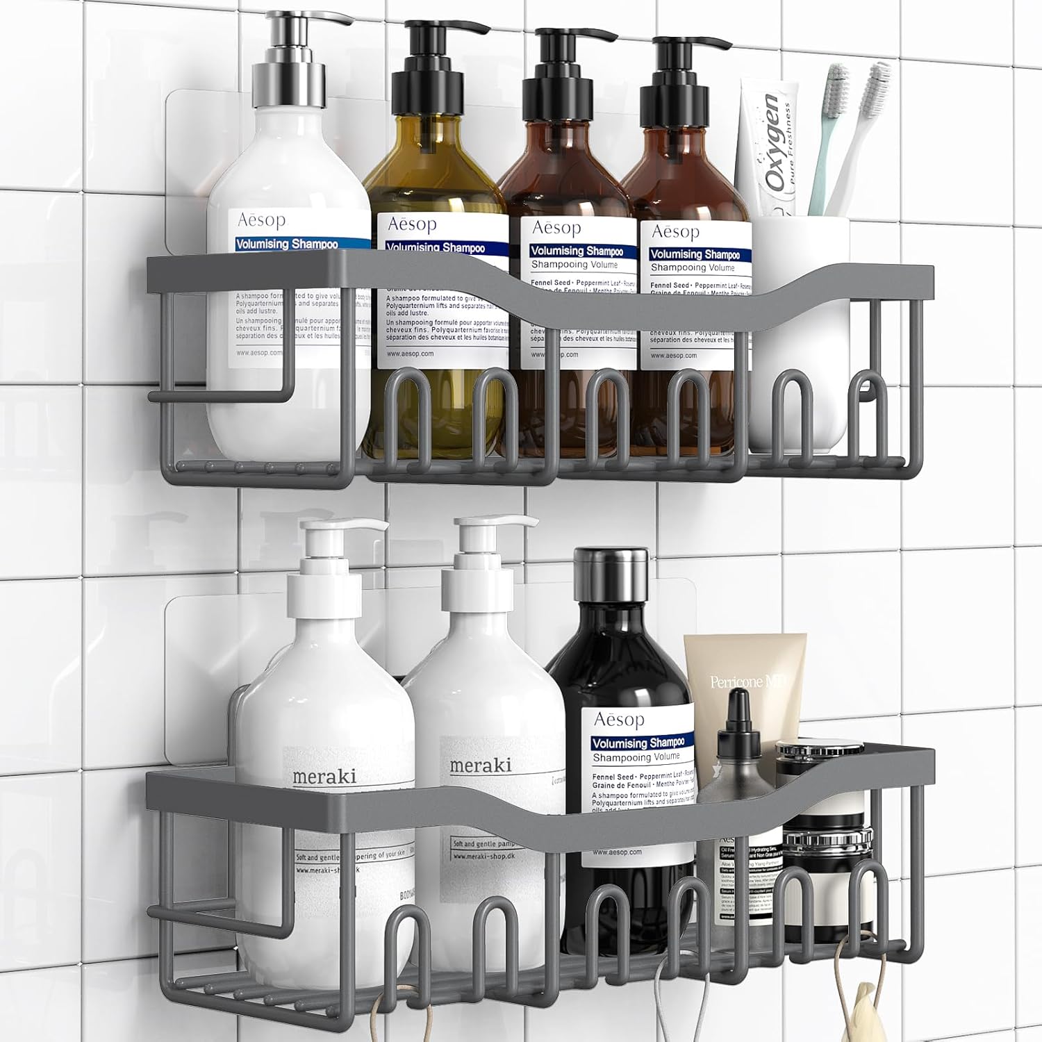 Shower Caddy 2 Pack,Adhesive Shower Organizer for Bathroom Storage&Home Decor&Ki...