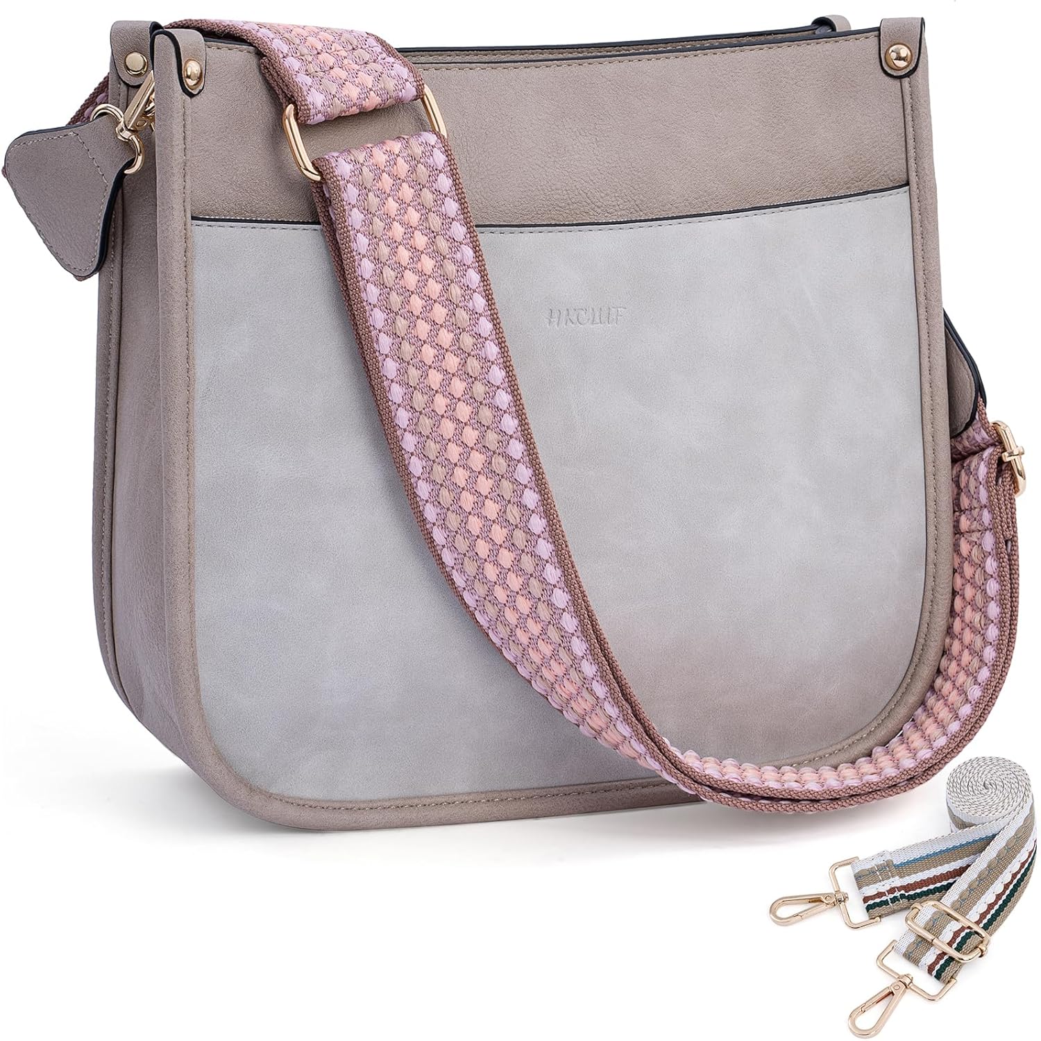 HKCLUF Crossbody Bags for Women Trendy Vegan Leather Hobo Handbags With 2PCS Adj...