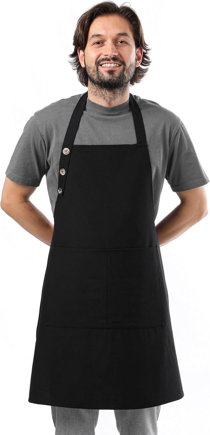 TOSHE Kitchen Apron Waterdrop Resistant Cotton Apron with adjustable Aprons for...