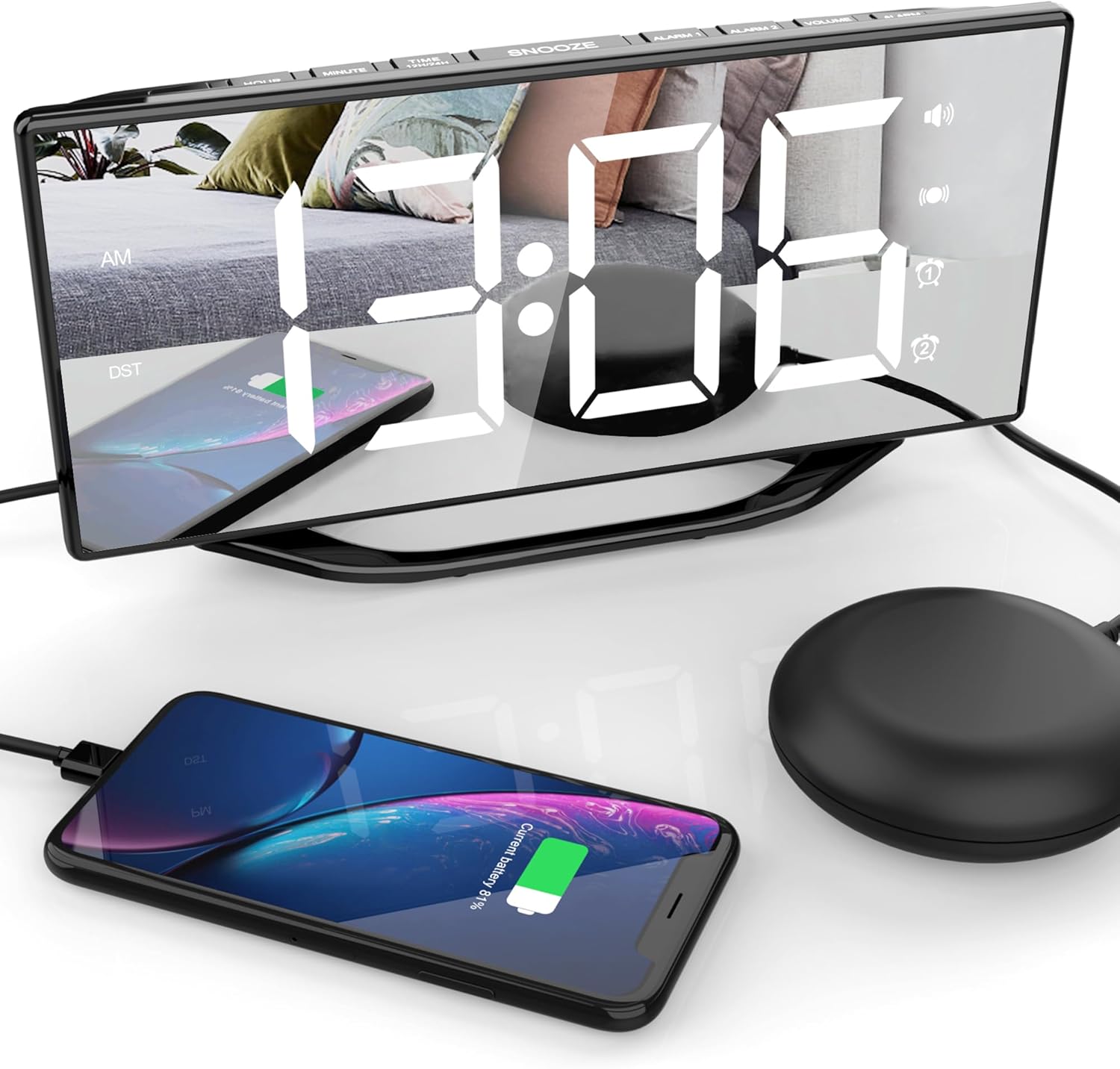 Mesqool Digital Vibrating Alarm Clock for Kids/Heavy Sleepers, Loud Alarm Clock...