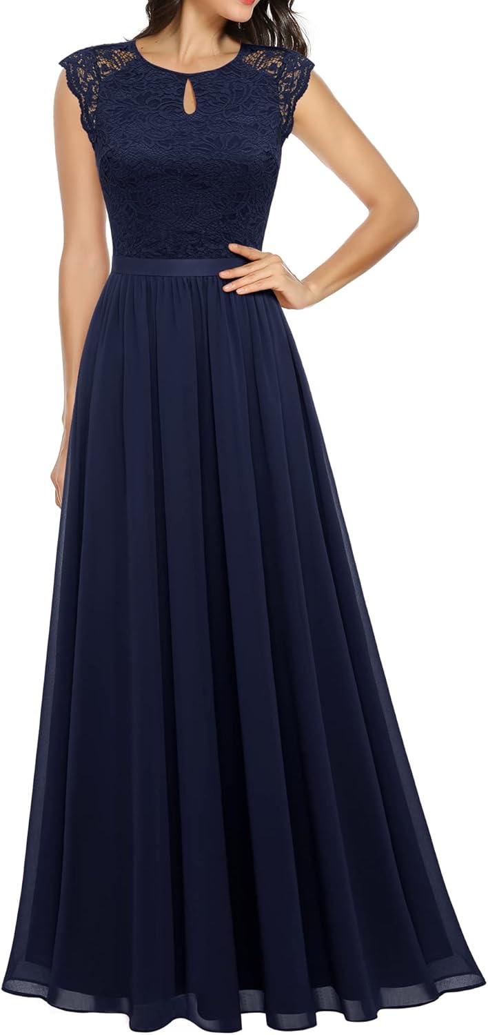 Dressystar, Women's V Neck Sleeveless Lace Bridesmaid Dress, Affordable Wedding...