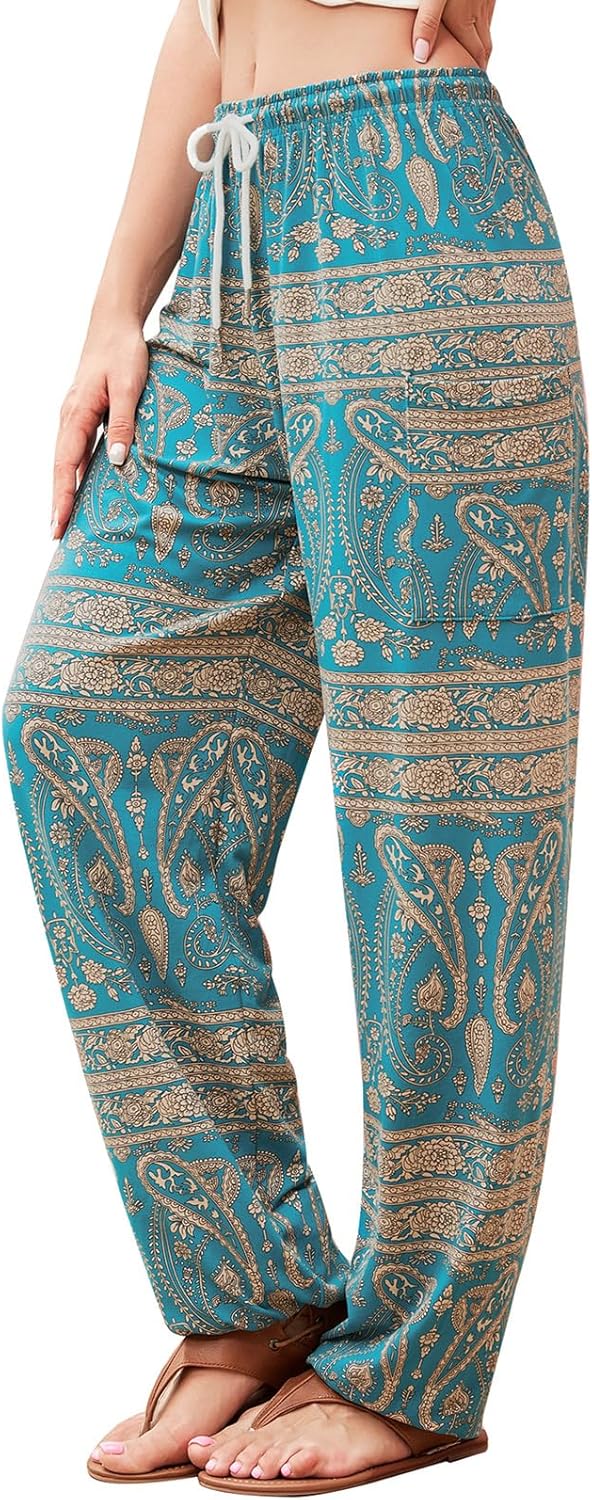 QIANXIZHAN Women's Harem Pants, Hippie Palazzo Pants Boho Joggers Yoga Clothes w...