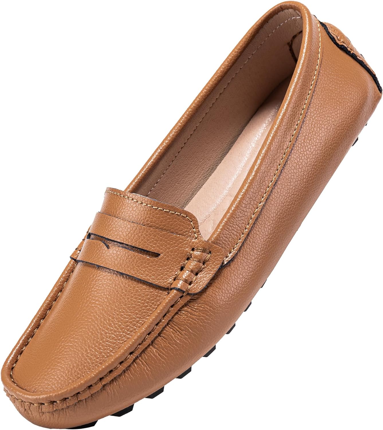 BEAUSEEN Women's Genuine Leather Penny Loafers Classic Driving Moccasins Casual...