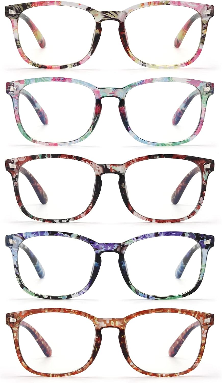 CCVOO 5 Pack Reading Glasses, Special Blue Light Blocking Eyeglasses for Women/M...