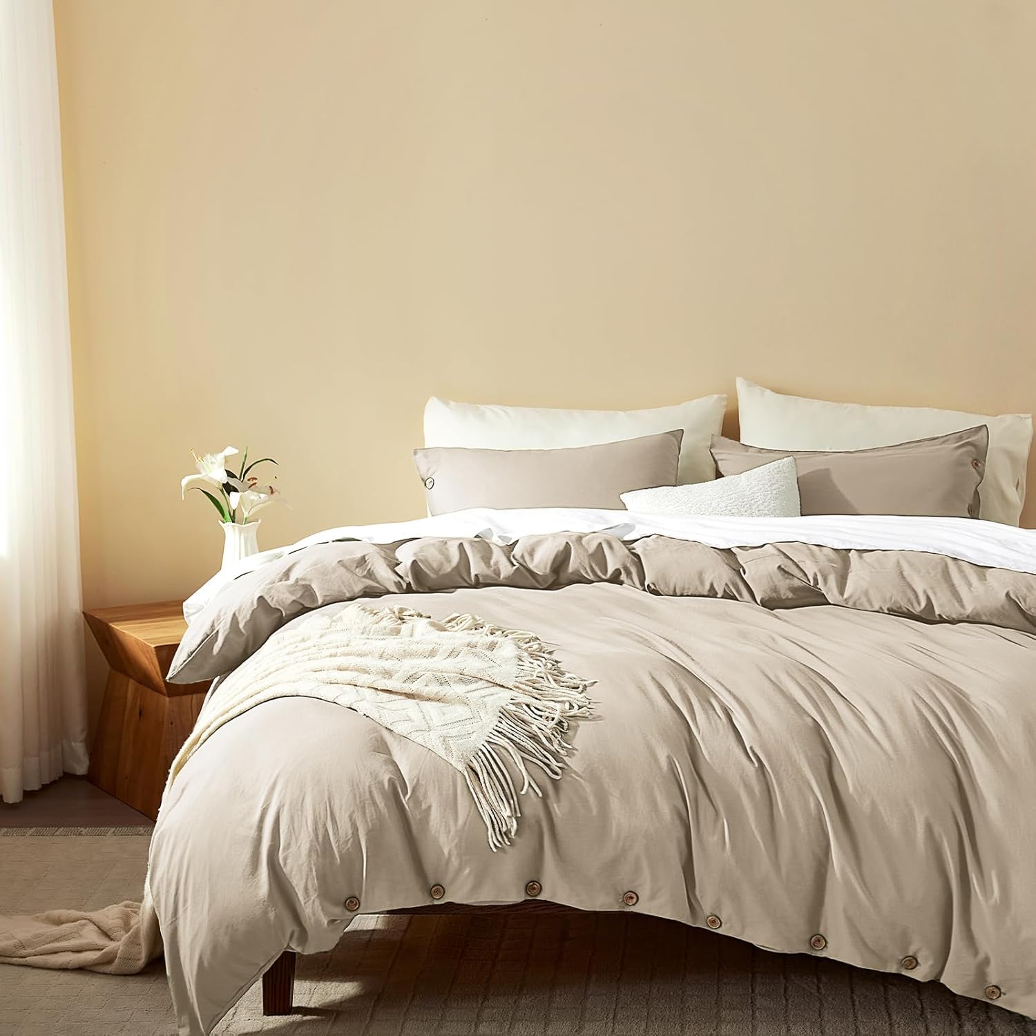 SunStyle Home Linen Duvet Cover King Size - Soft Double Brushed King Duvet Cover...