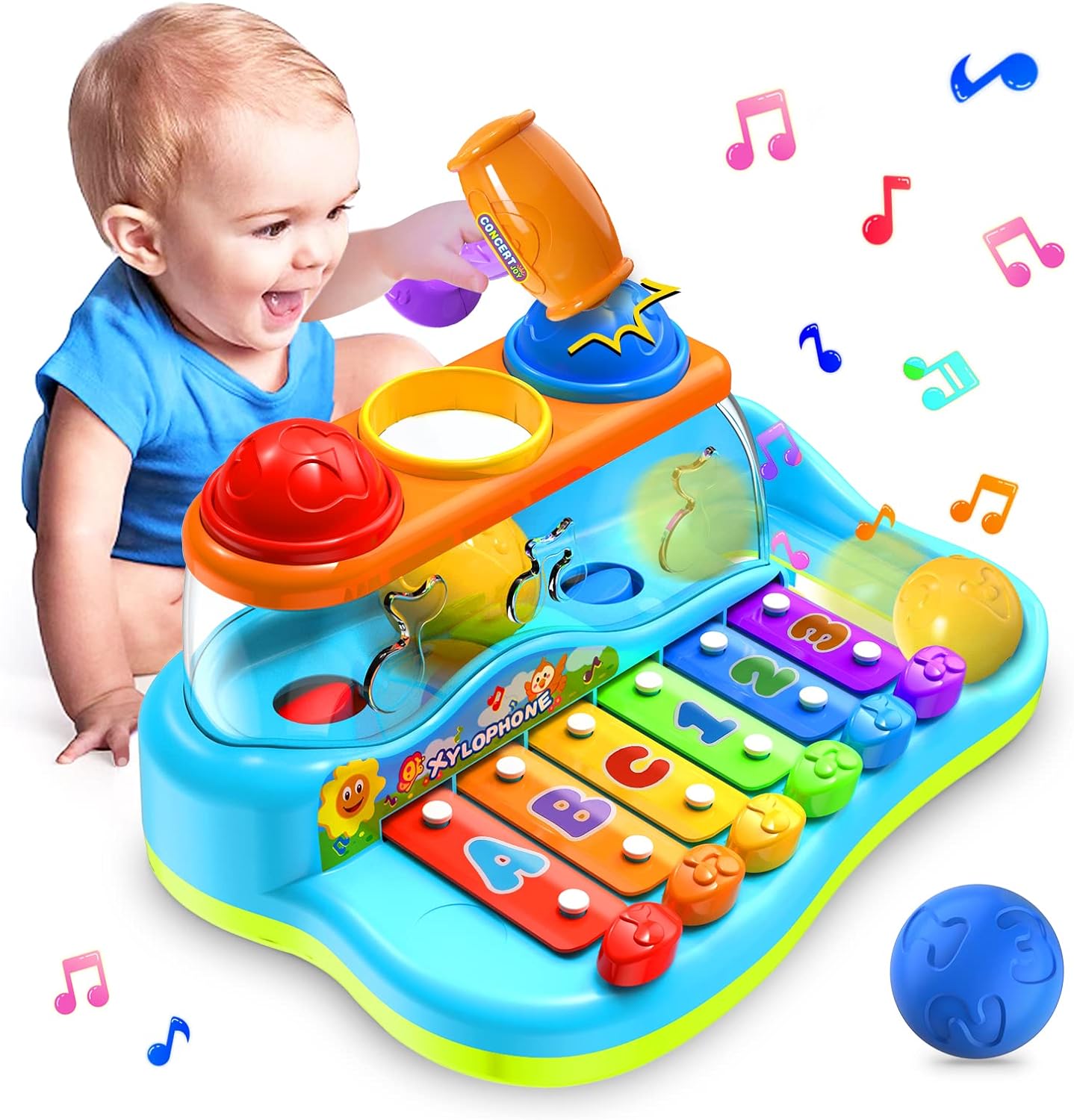 Yerloa Baby Xylophone Toys for 1 Year Old Girls Boys Gifts,Balls Pound & Hammeri...
