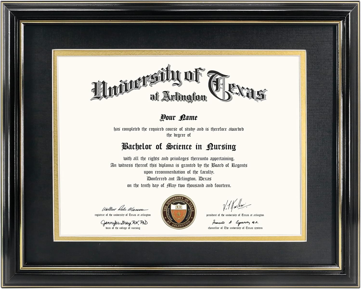 GraduationMall 11x14 Diploma Frame with Black over Gold Mat or Display 15x18 Cer...