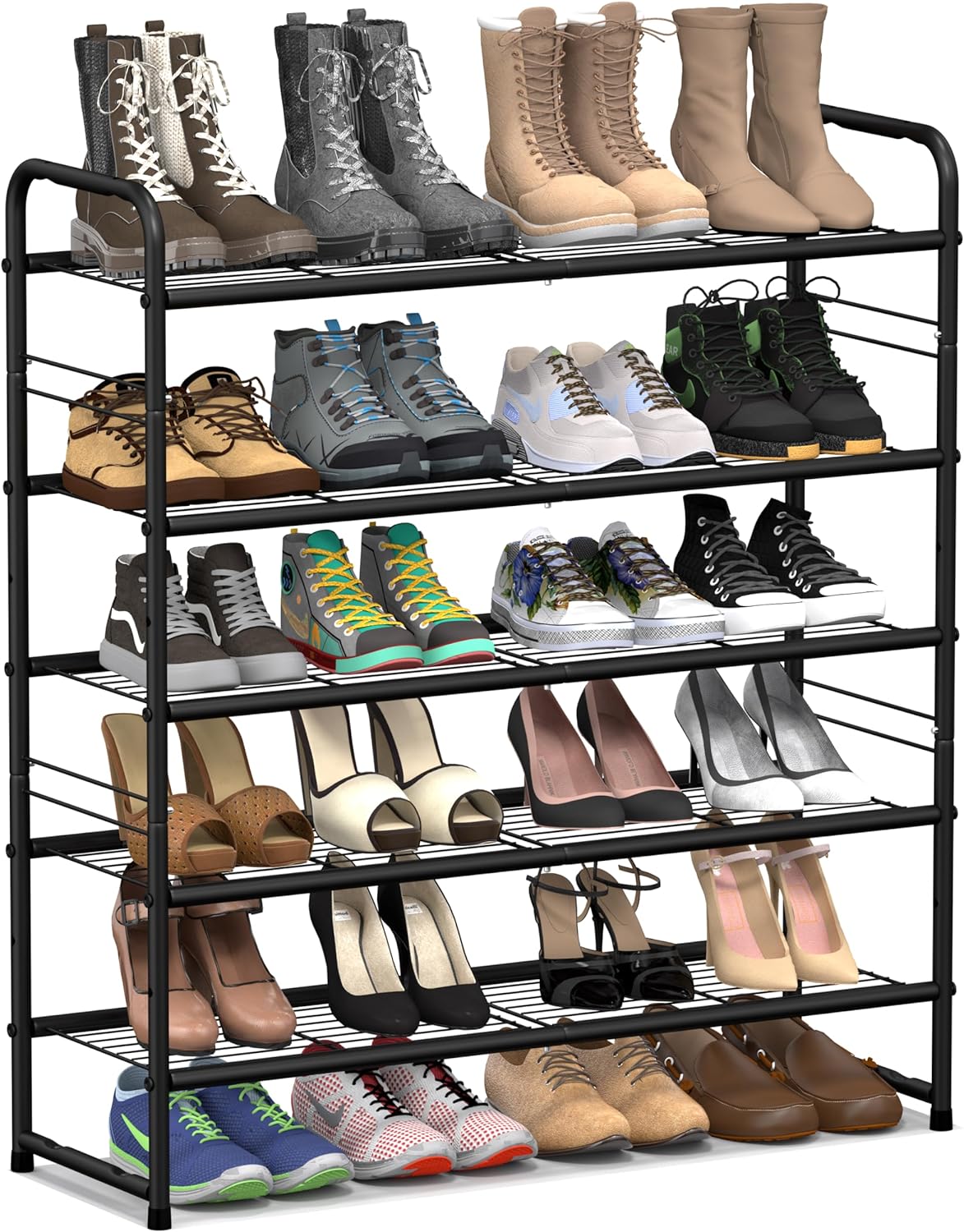 5-Tier Shoe Rack, Special Stackable Shoe Organizer, High-Quality Wire Grid Shoe...