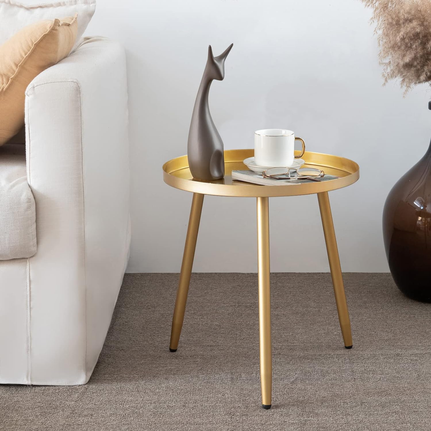 AOJEZOR Gold End Table, Ideal for Any Room-Side Tables Living Room,Bedroom, Gold...